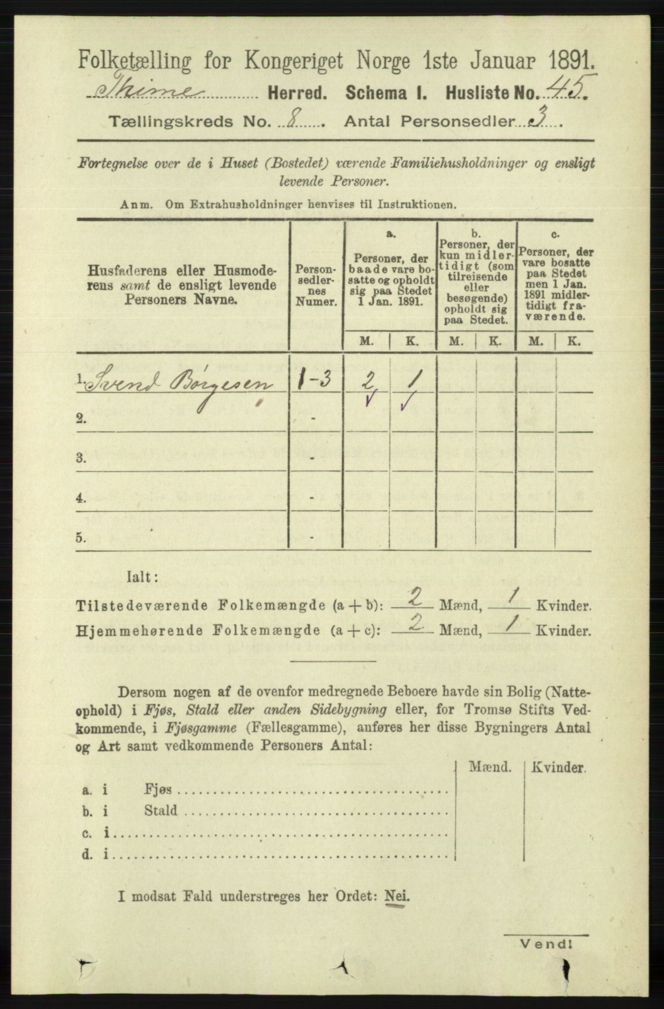 RA, Folketelling 1891 for 1121 Time herred, 1891, s. 2964