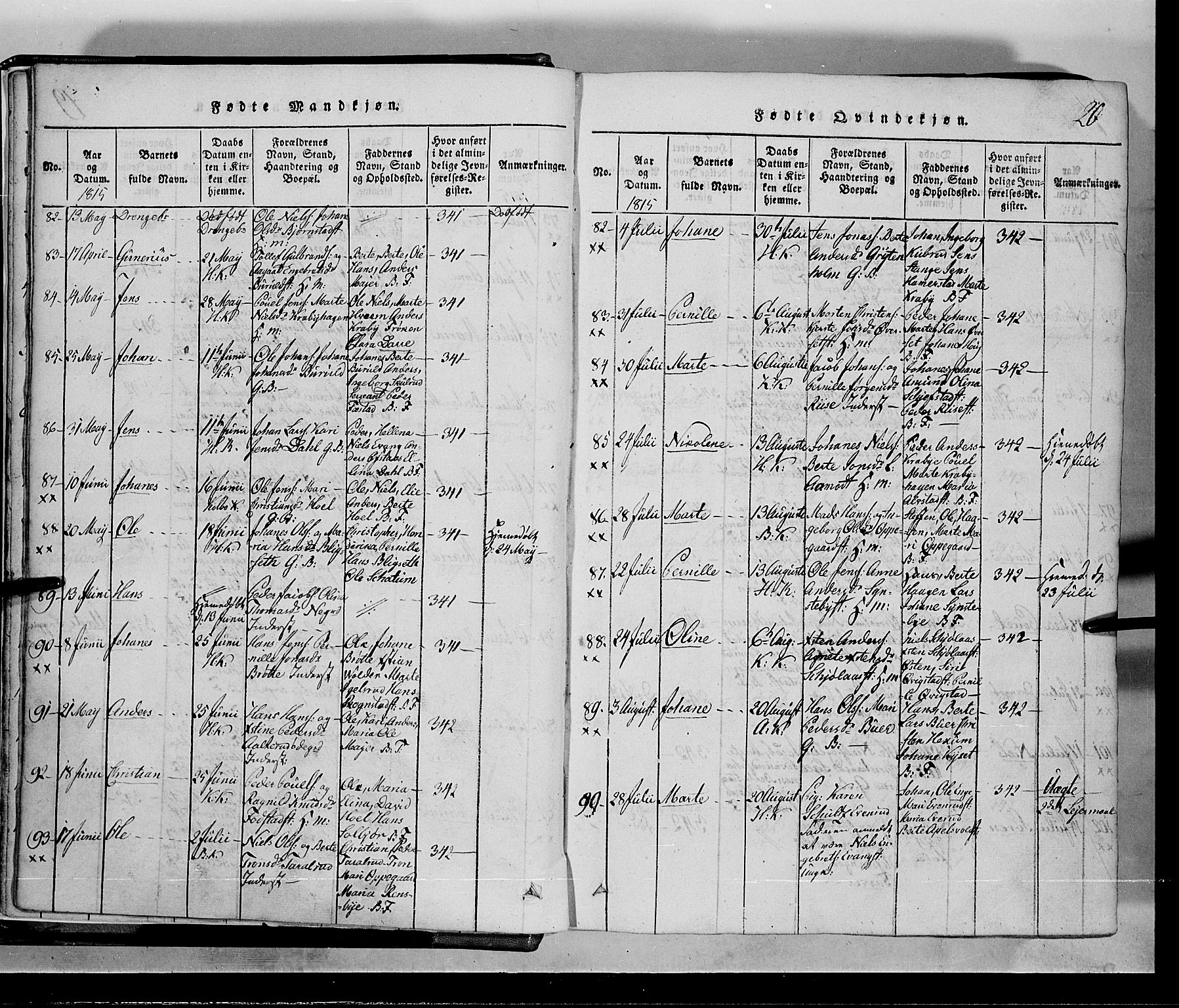 Toten prestekontor, AV/SAH-PREST-102/H/Ha/Hab/L0001: Klokkerbok nr. 1, 1814-1820, s. 20