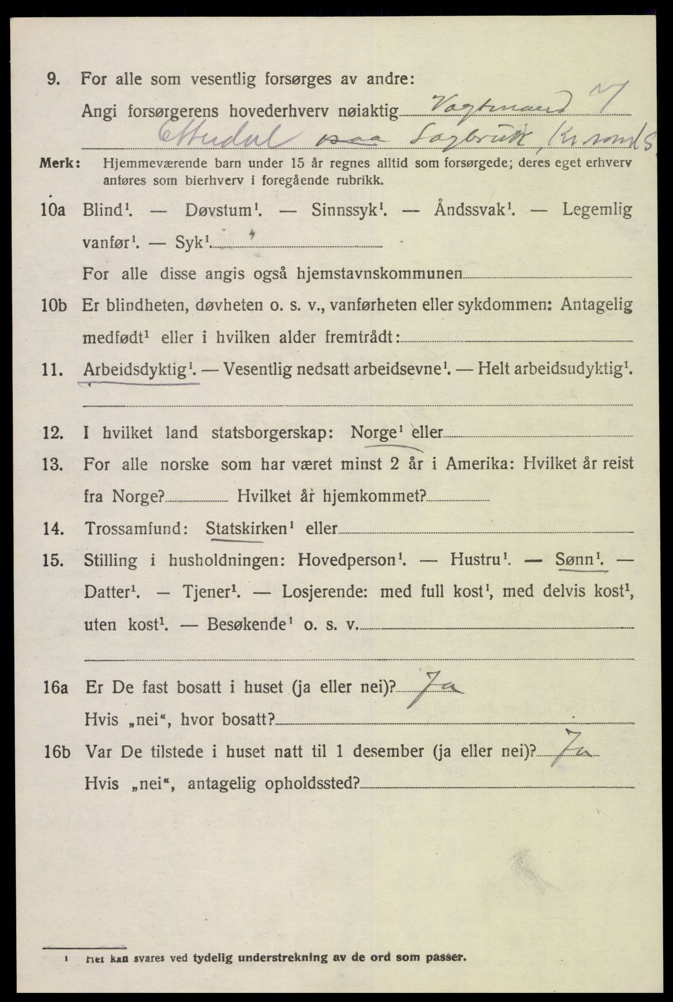 SAK, Folketelling 1920 for 1013 Tveit herred, 1920, s. 2755