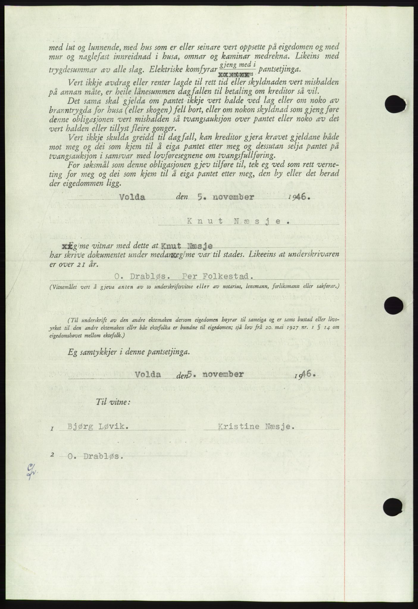 Søre Sunnmøre sorenskriveri, AV/SAT-A-4122/1/2/2C/L0114: Pantebok nr. 1-2B, 1943-1947, Dagboknr: 1518/1946