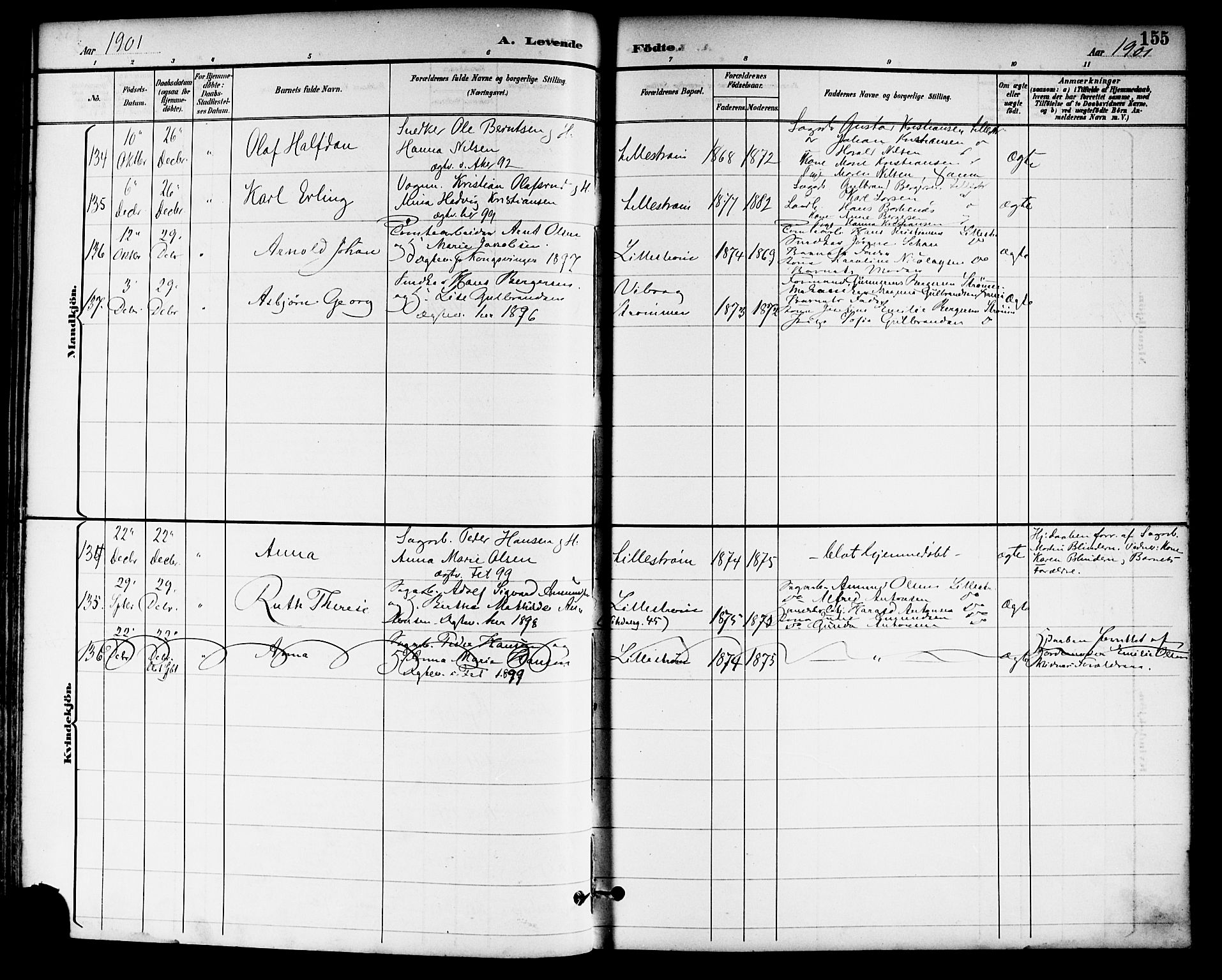 Skedsmo prestekontor Kirkebøker, AV/SAO-A-10033a/F/Fa/L0014: Ministerialbok nr. I 14, 1892-1901, s. 155