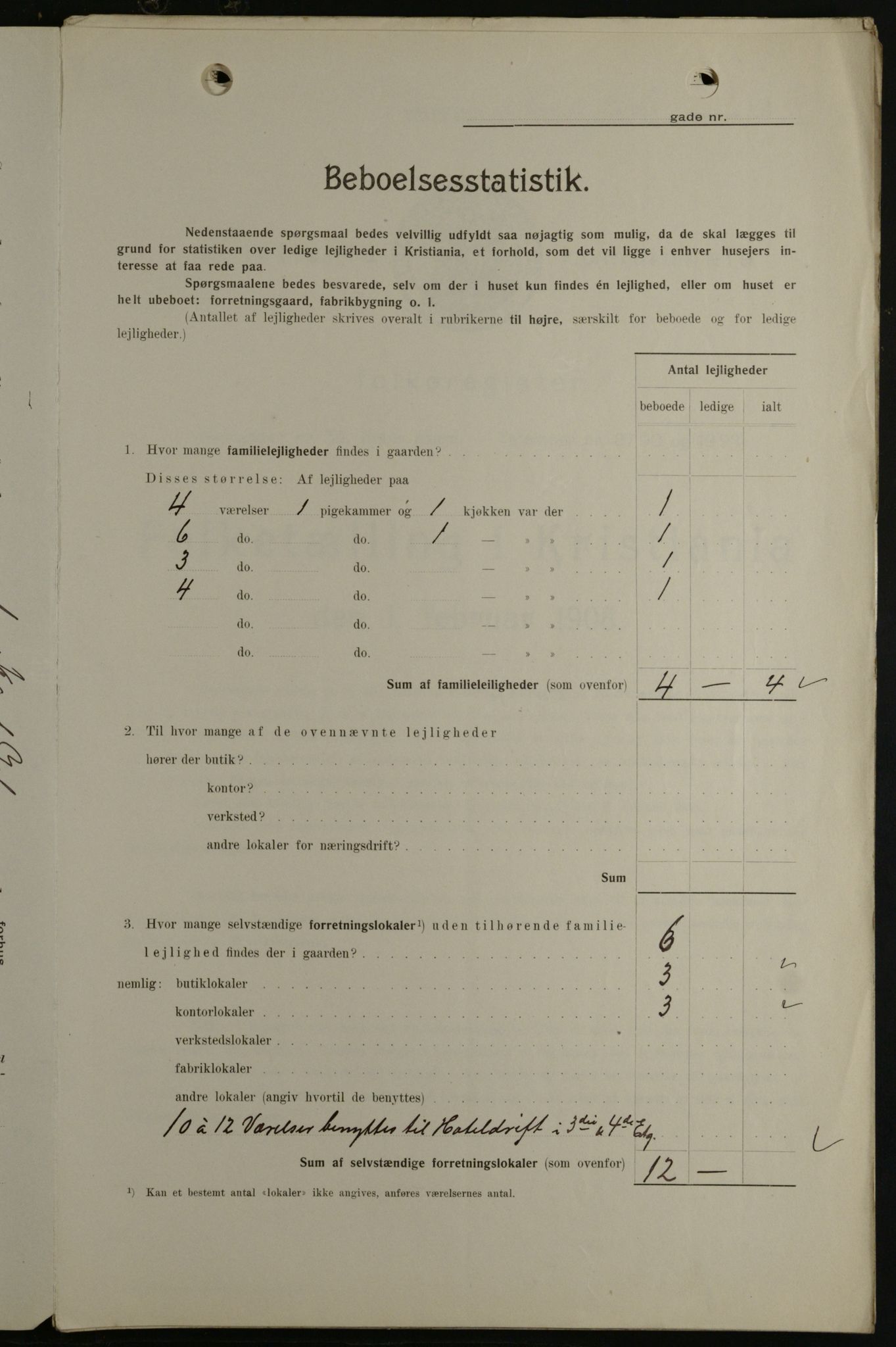 OBA, Kommunal folketelling 1.2.1908 for Kristiania kjøpstad, 1908, s. 43536