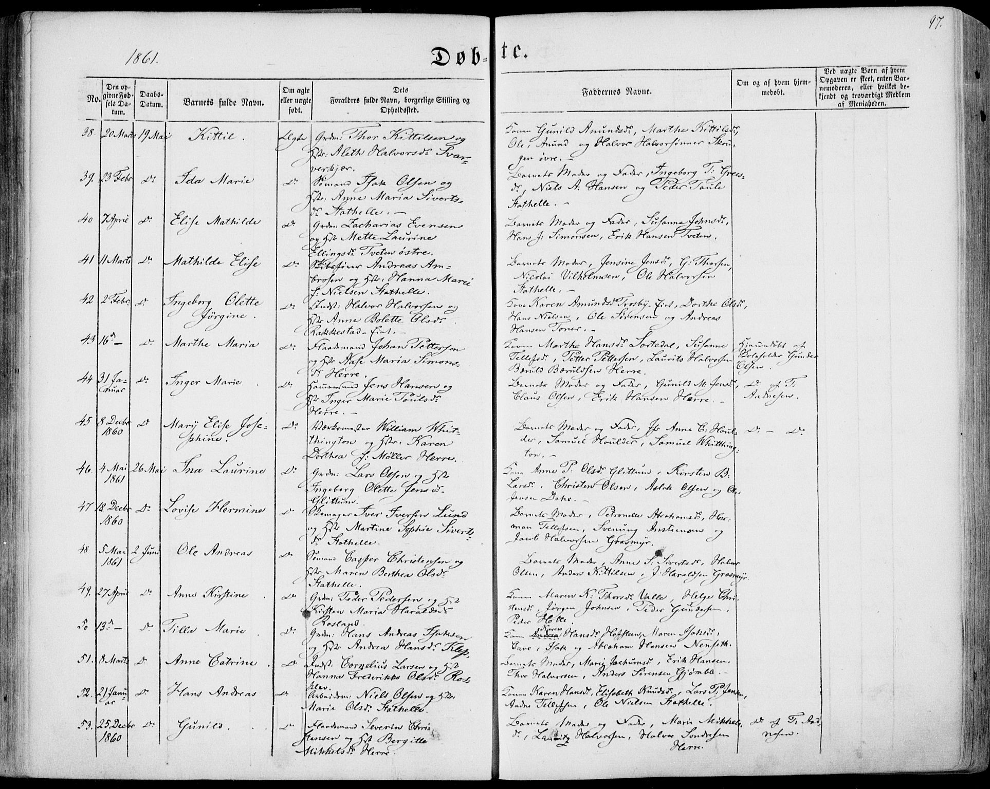 Bamble kirkebøker, AV/SAKO-A-253/F/Fa/L0005: Ministerialbok nr. I 5, 1854-1869, s. 97