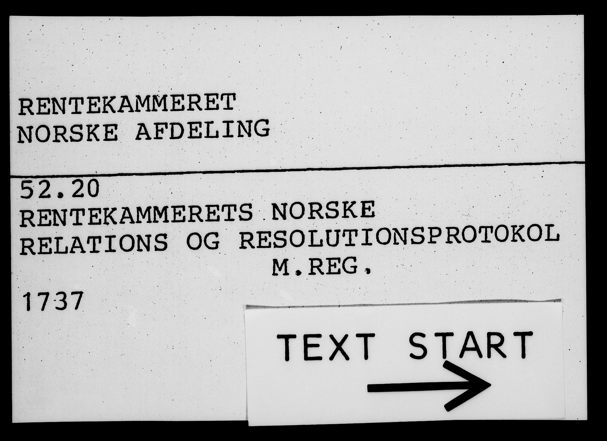 Rentekammeret, Kammerkanselliet, RA/EA-3111/G/Gf/Gfa/L0020: Norsk relasjons- og resolusjonsprotokoll (merket RK 52.20), 1737, s. 1