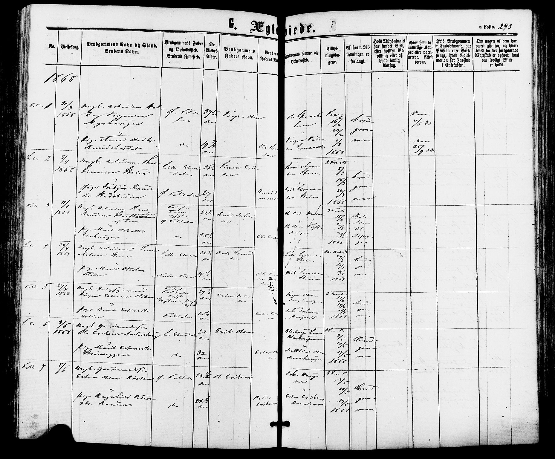 Alvdal prestekontor, AV/SAH-PREST-060/H/Ha/Haa/L0001: Ministerialbok nr. 1, 1863-1882, s. 293
