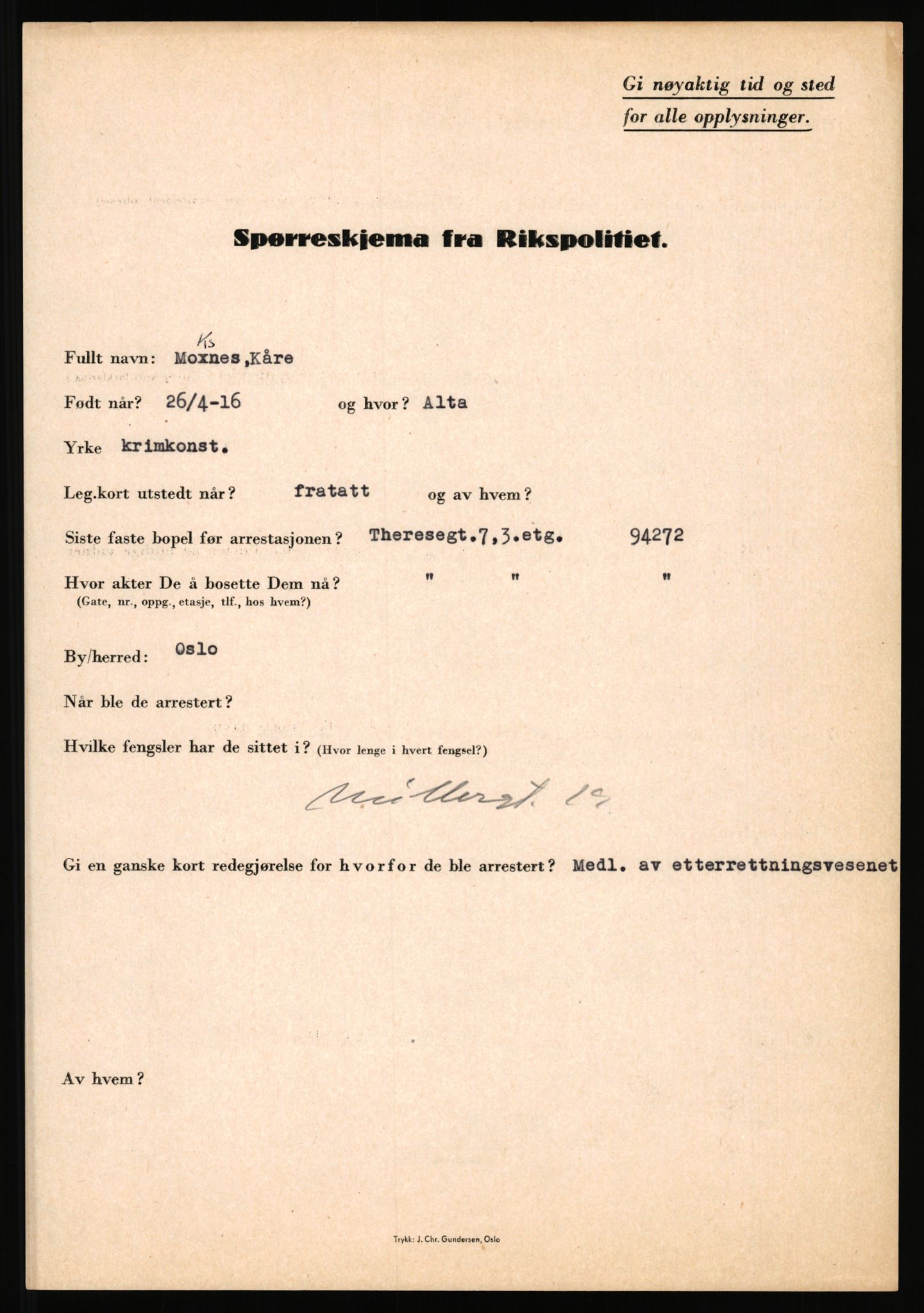 Rikspolitisjefen, AV/RA-S-1560/L/L0012: Mogensen, Øivind - Noraas, Lars, 1940-1945, s. 17