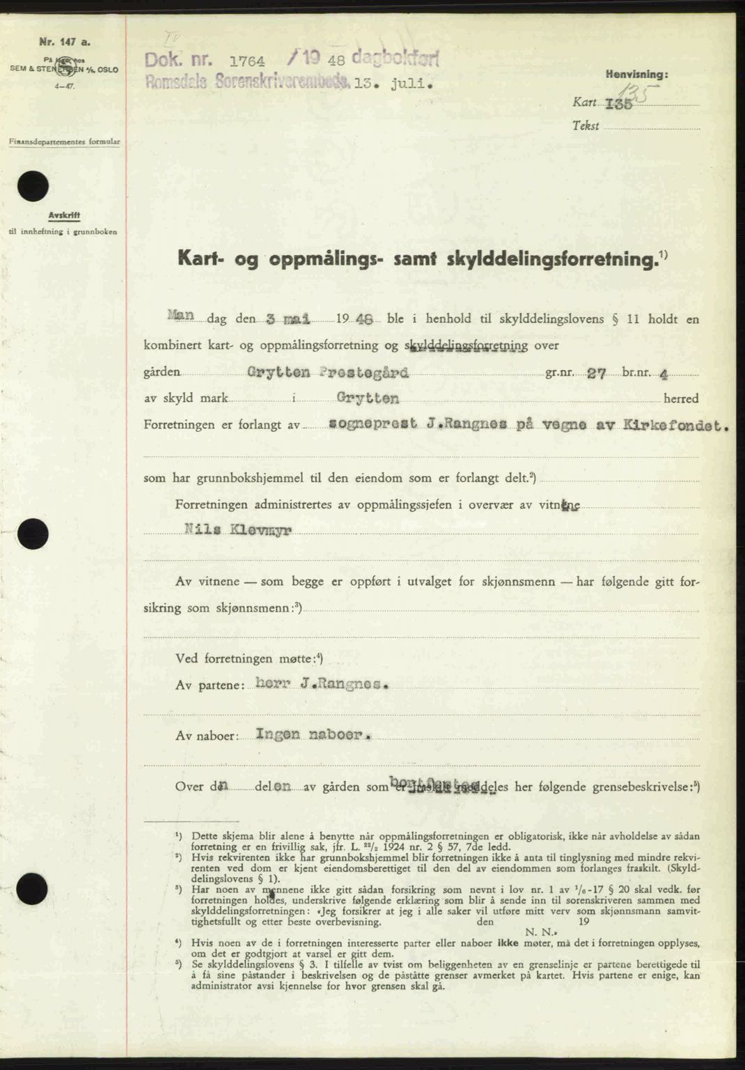 Romsdal sorenskriveri, SAT/A-4149/1/2/2C: Pantebok nr. A26, 1948-1948, Dagboknr: 1764/1948