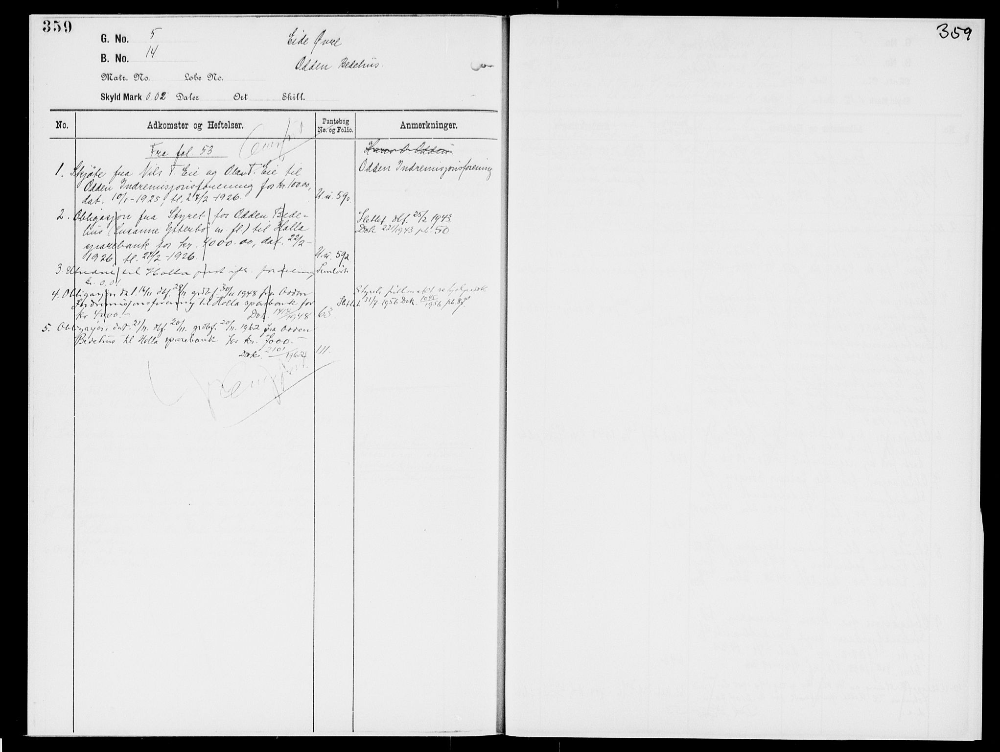 Nedre Telemark sorenskriveri, AV/SAKO-A-135/G/Gb/Gbg/L0001: Panteregister nr. VII 1, s. 359