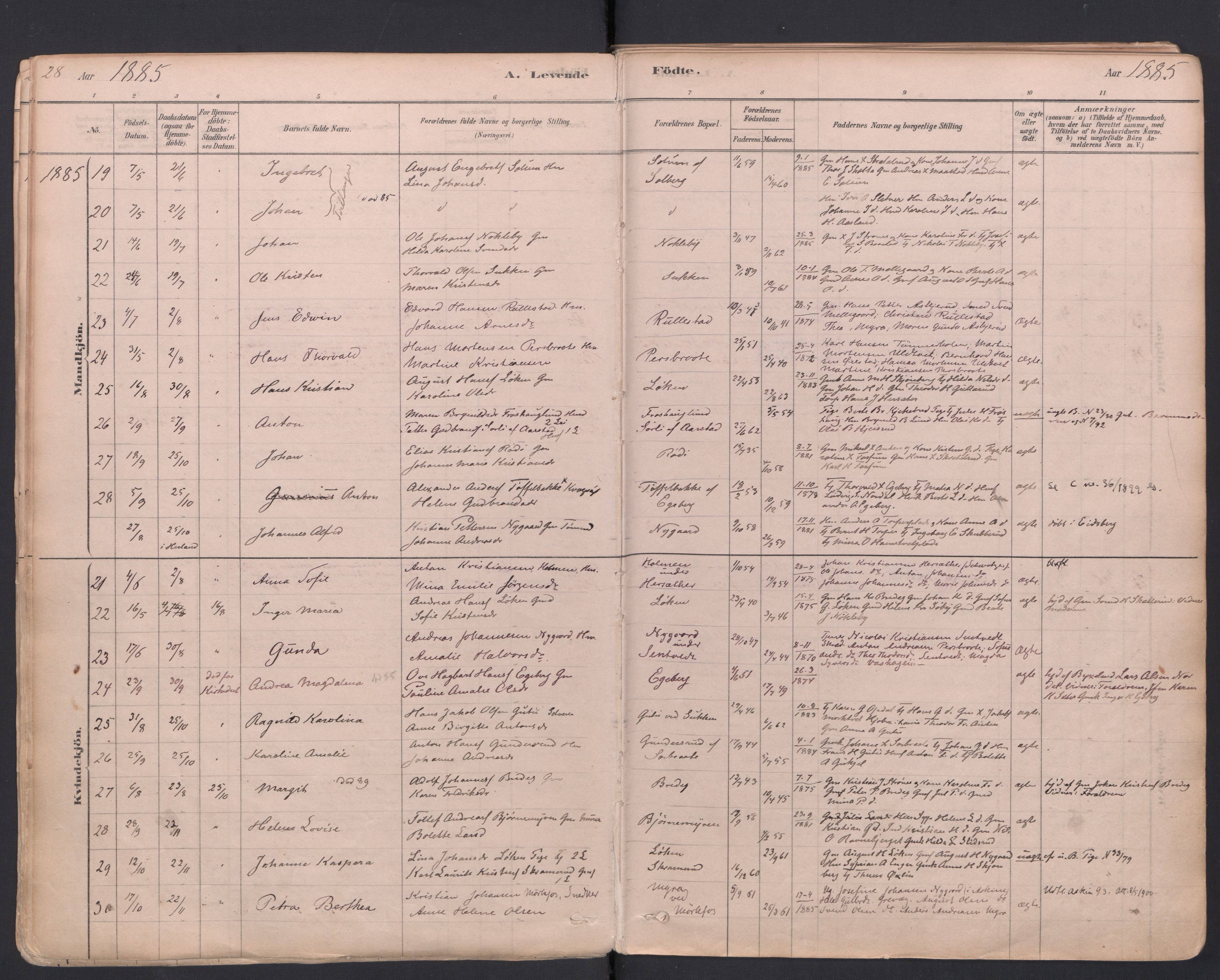Trøgstad prestekontor Kirkebøker, AV/SAO-A-10925/F/Fa/L0010: Ministerialbok nr. I 10, 1878-1898, s. 28