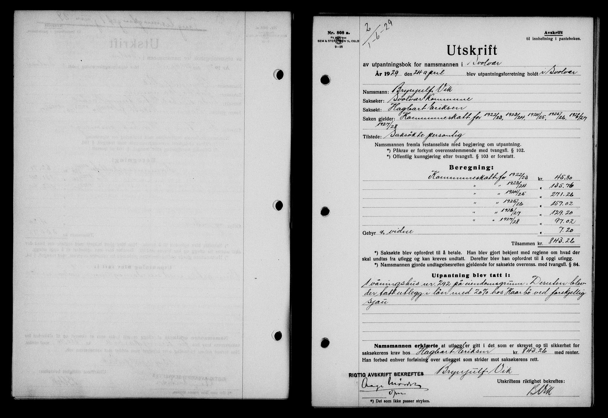 Lofoten sorenskriveri, SAT/A-0017/1/2/2C/L0019b: Pantebok nr. 19b, 1929-1929, Tingl.dato: 01.06.1929