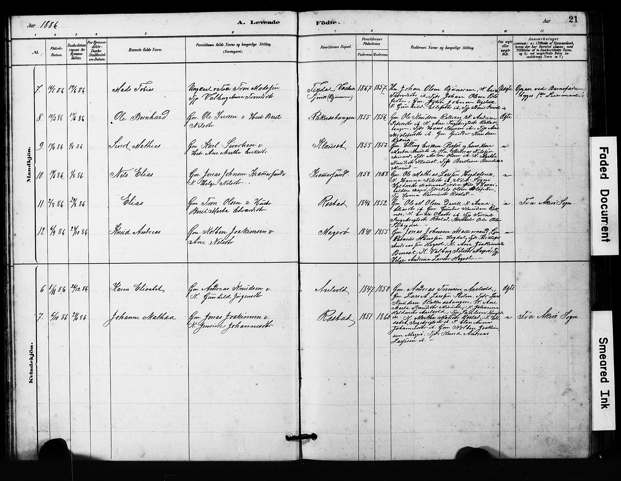 Ministerialprotokoller, klokkerbøker og fødselsregistre - Møre og Romsdal, AV/SAT-A-1454/563/L0737: Klokkerbok nr. 563C01, 1878-1916, s. 21