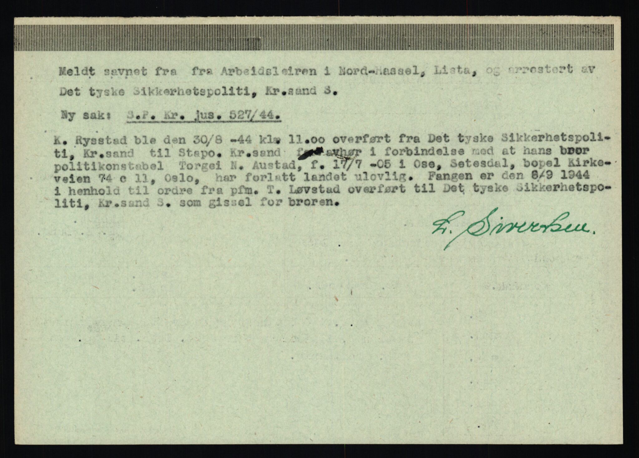Statspolitiet - Hovedkontoret / Osloavdelingen, AV/RA-S-1329/C/Ca/L0013: Raa - Servold, 1943-1945, s. 2606