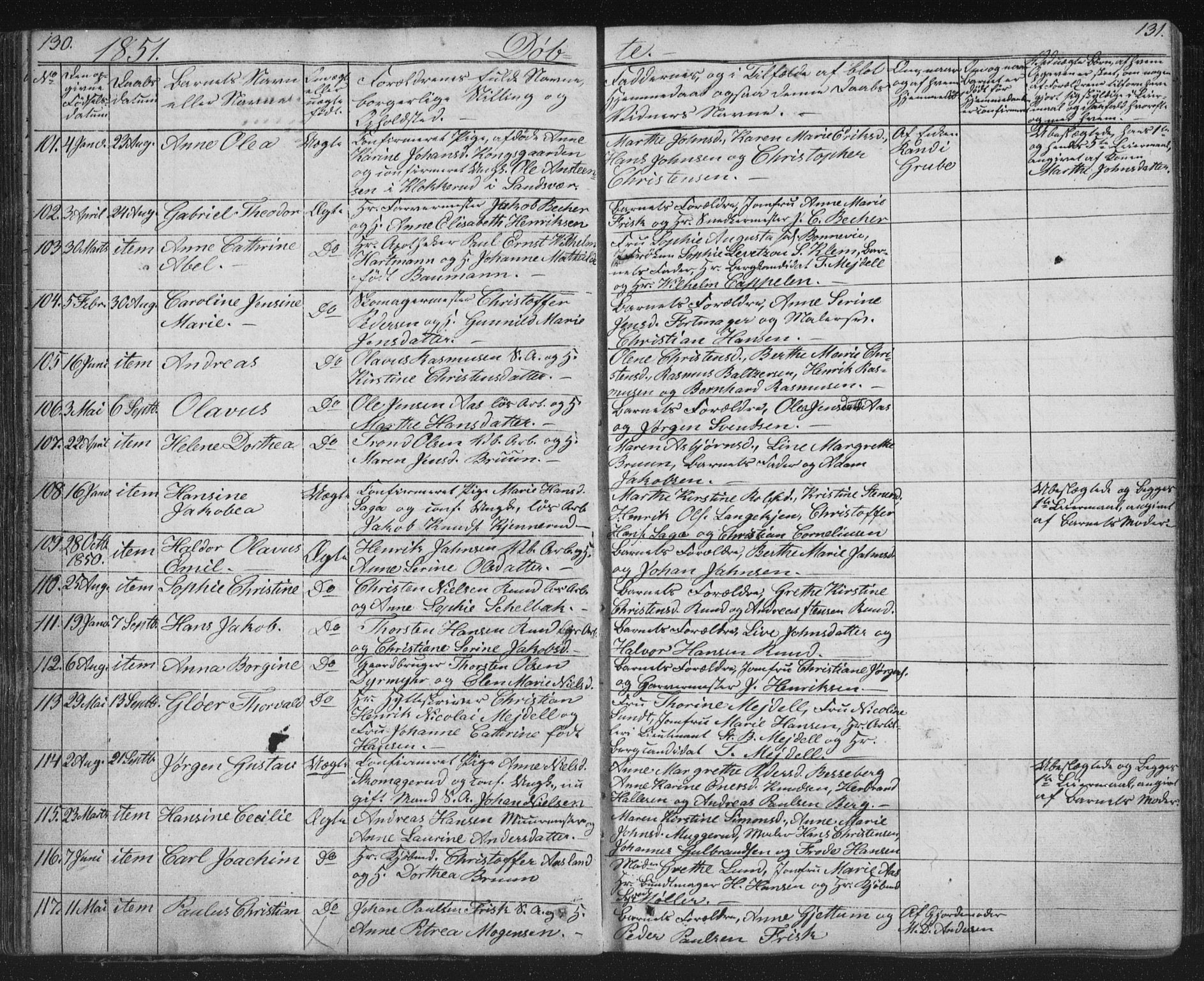 Kongsberg kirkebøker, AV/SAKO-A-22/G/Ga/L0002: Klokkerbok nr. 2, 1839-1858, s. 130-131