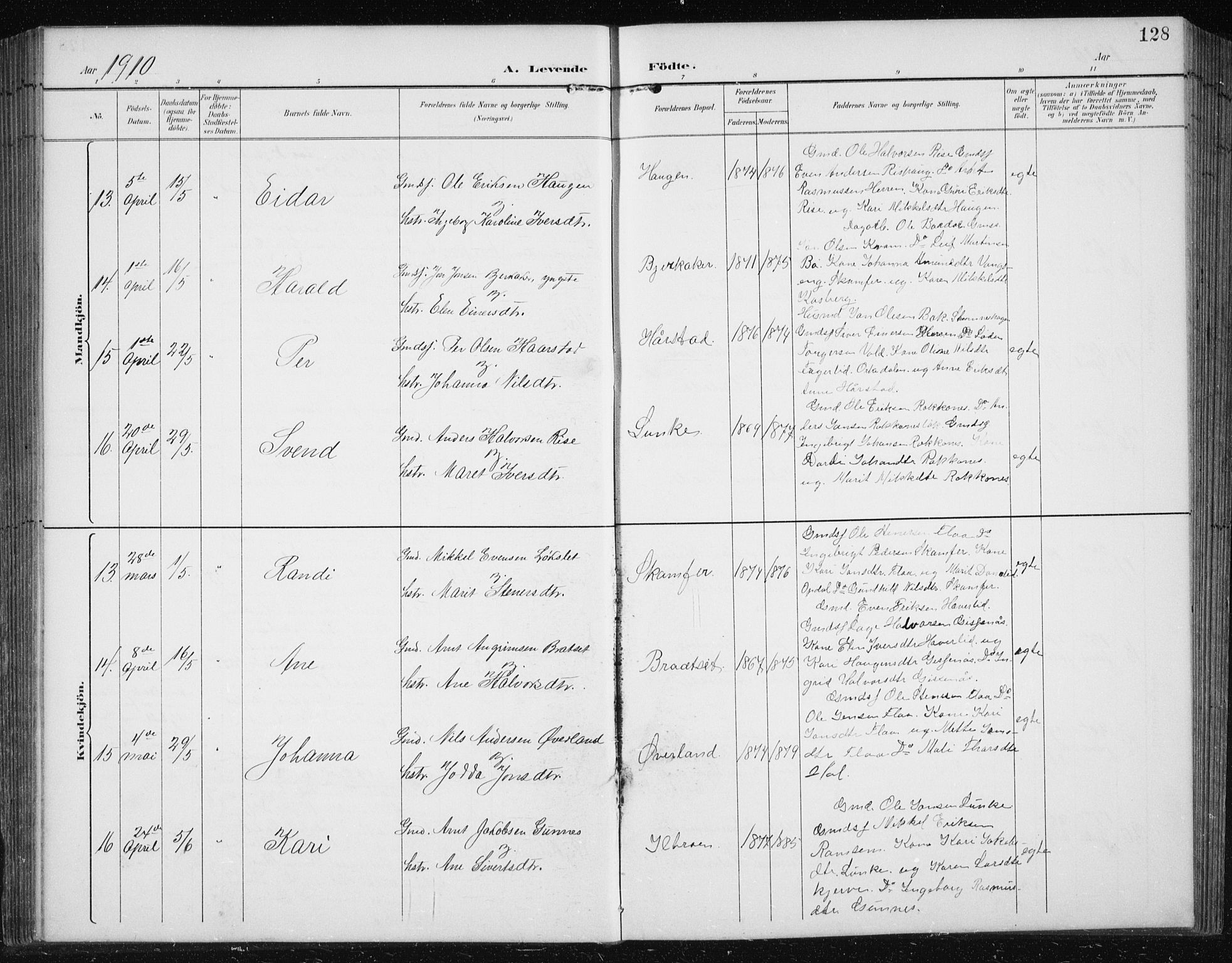 Ministerialprotokoller, klokkerbøker og fødselsregistre - Sør-Trøndelag, AV/SAT-A-1456/674/L0876: Klokkerbok nr. 674C03, 1892-1912, s. 128