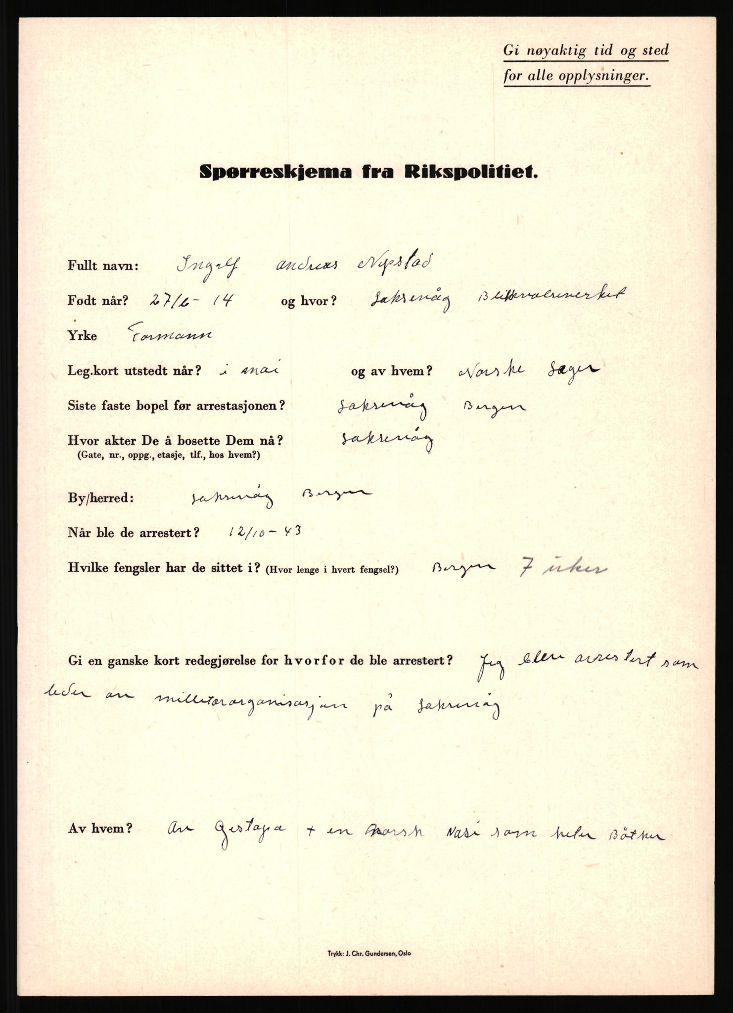 Rikspolitisjefen, AV/RA-S-1560/L/L0013: Noss, Eirik - Petrussen, Sigurd, 1940-1945, s. 127