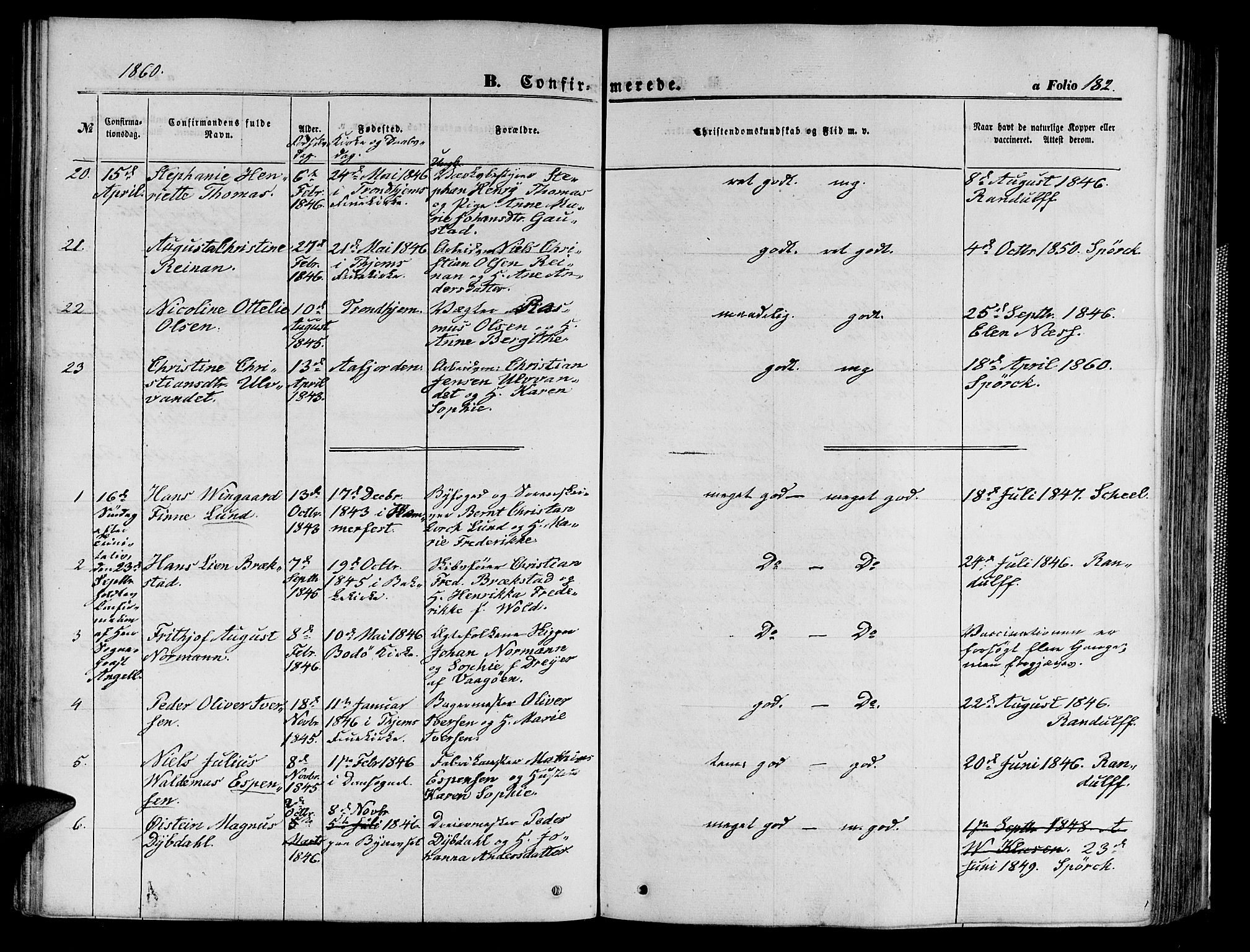 Ministerialprotokoller, klokkerbøker og fødselsregistre - Sør-Trøndelag, AV/SAT-A-1456/602/L0139: Klokkerbok nr. 602C07, 1859-1864, s. 182