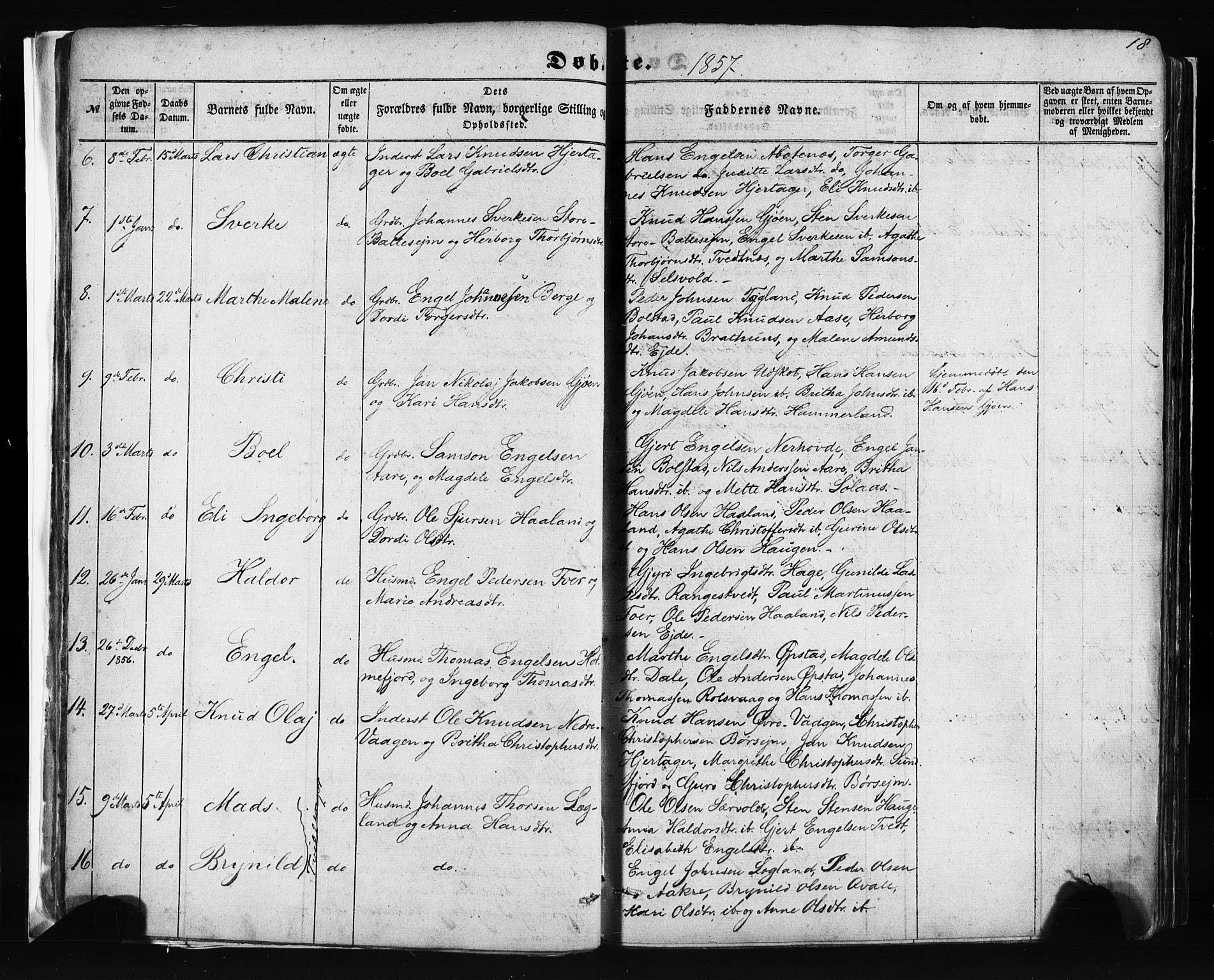 Fusa sokneprestembete, AV/SAB-A-75401/H/Haa: Ministerialbok nr. A 1I, 1855-1879, s. 18