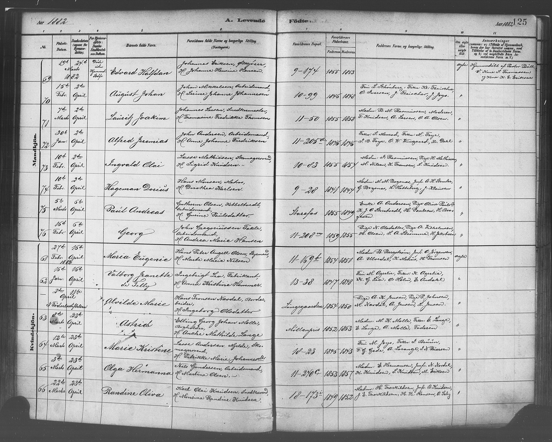 Domkirken sokneprestembete, AV/SAB-A-74801/H/Haa/L0023: Ministerialbok nr. B 6, 1879-1887, s. 125