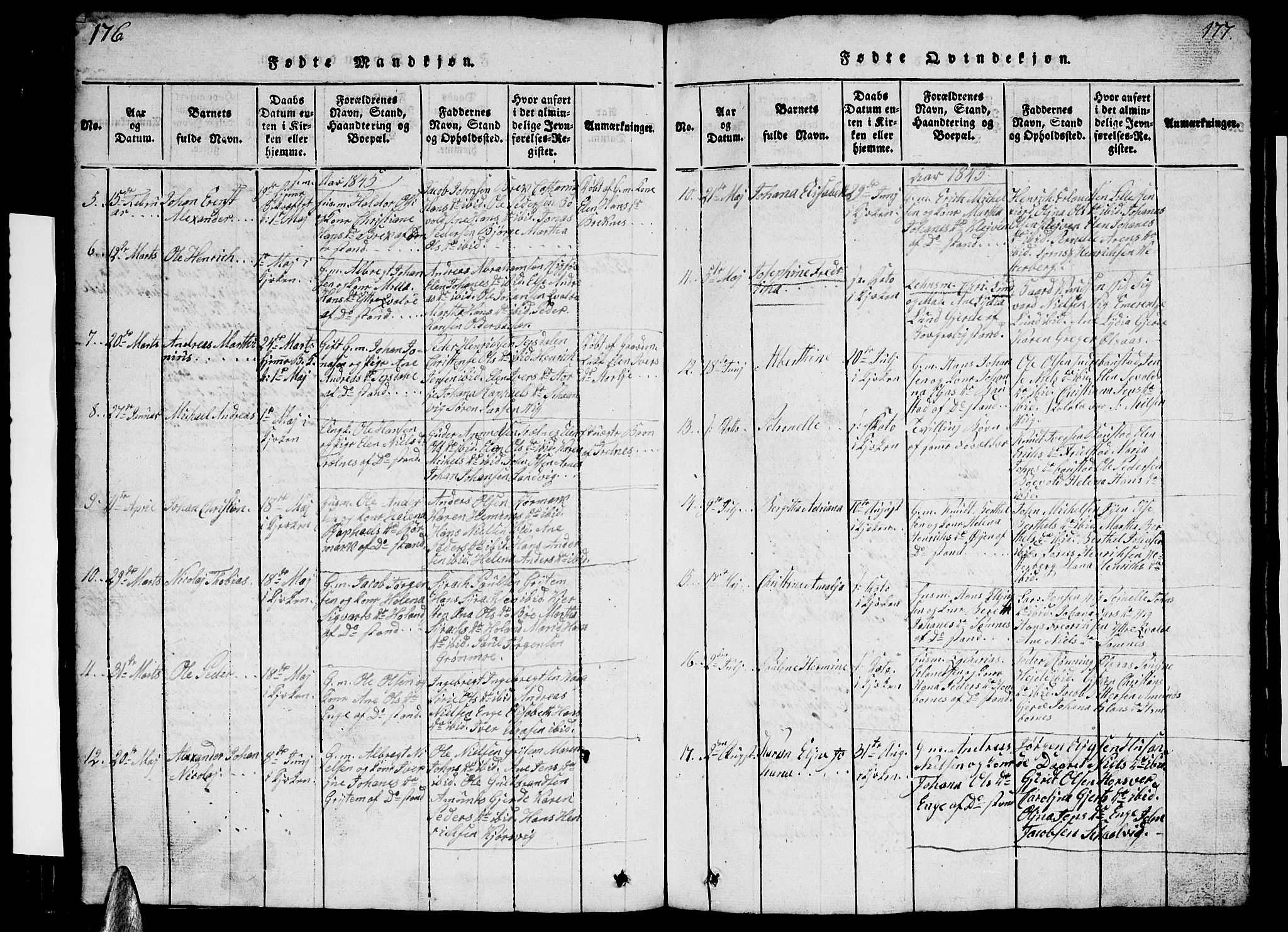 Ministerialprotokoller, klokkerbøker og fødselsregistre - Nordland, AV/SAT-A-1459/812/L0186: Klokkerbok nr. 812C04, 1820-1849, s. 176-177