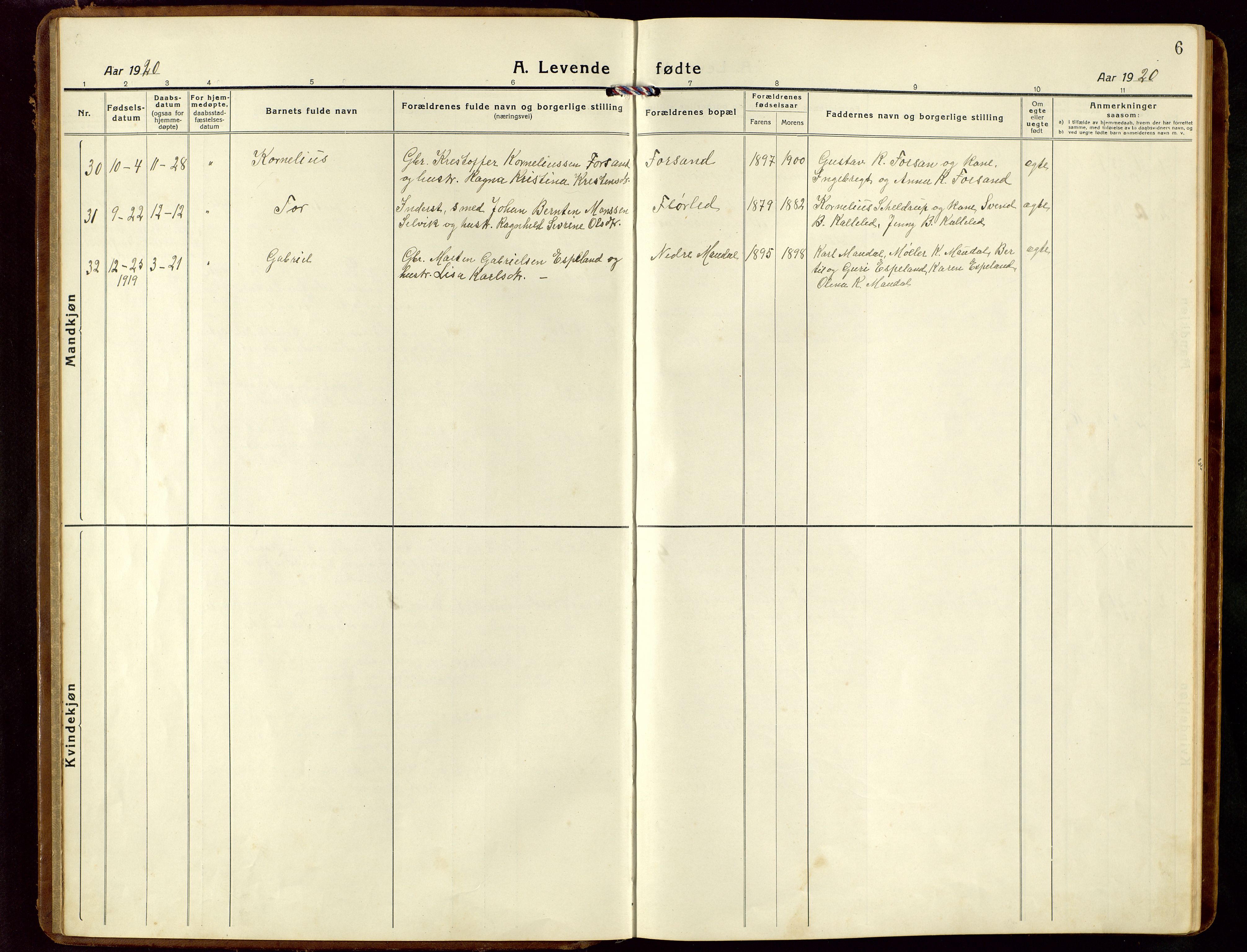 Høgsfjord sokneprestkontor, SAST/A-101624/H/Ha/Hab/L0005: Klokkerbok nr. B 5, 1920-1957, s. 6