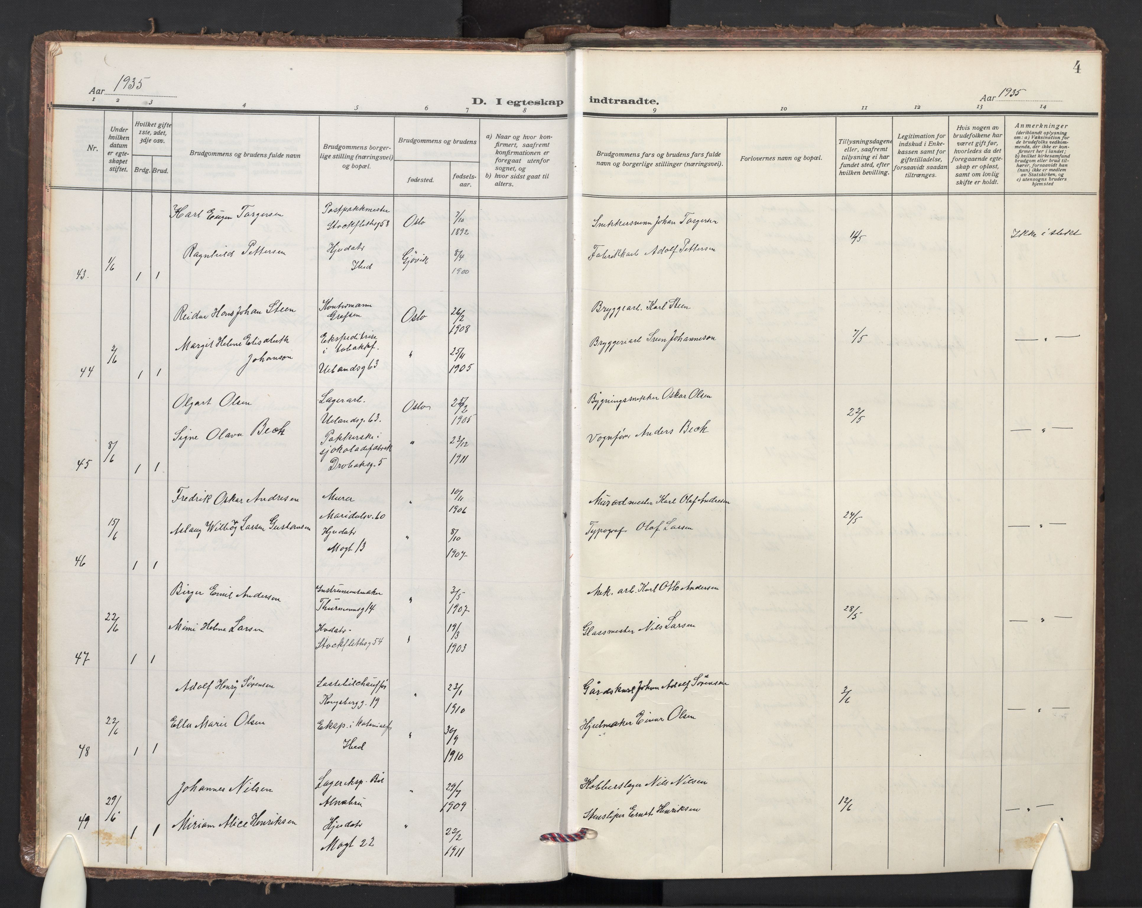 Sagene prestekontor Kirkebøker, AV/SAO-A-10796/F/L0018: Ministerialbok nr. 18, 1935-1940, s. 4