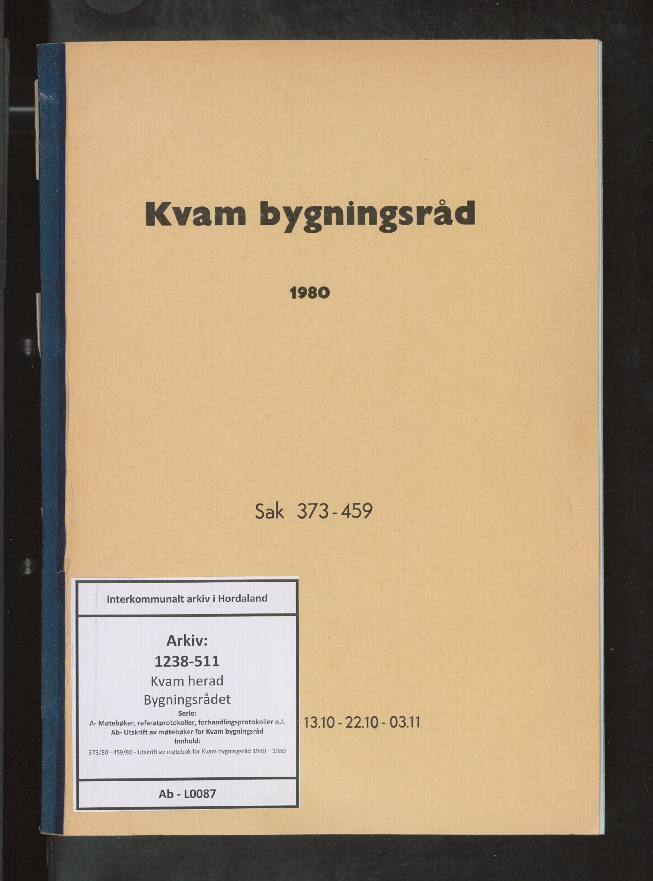 Kvam herad. Bygningsrådet, IKAH/1238-511/A/Ab/L0087: Utskrift av møtebok for Kvam bygningsråd, 1980