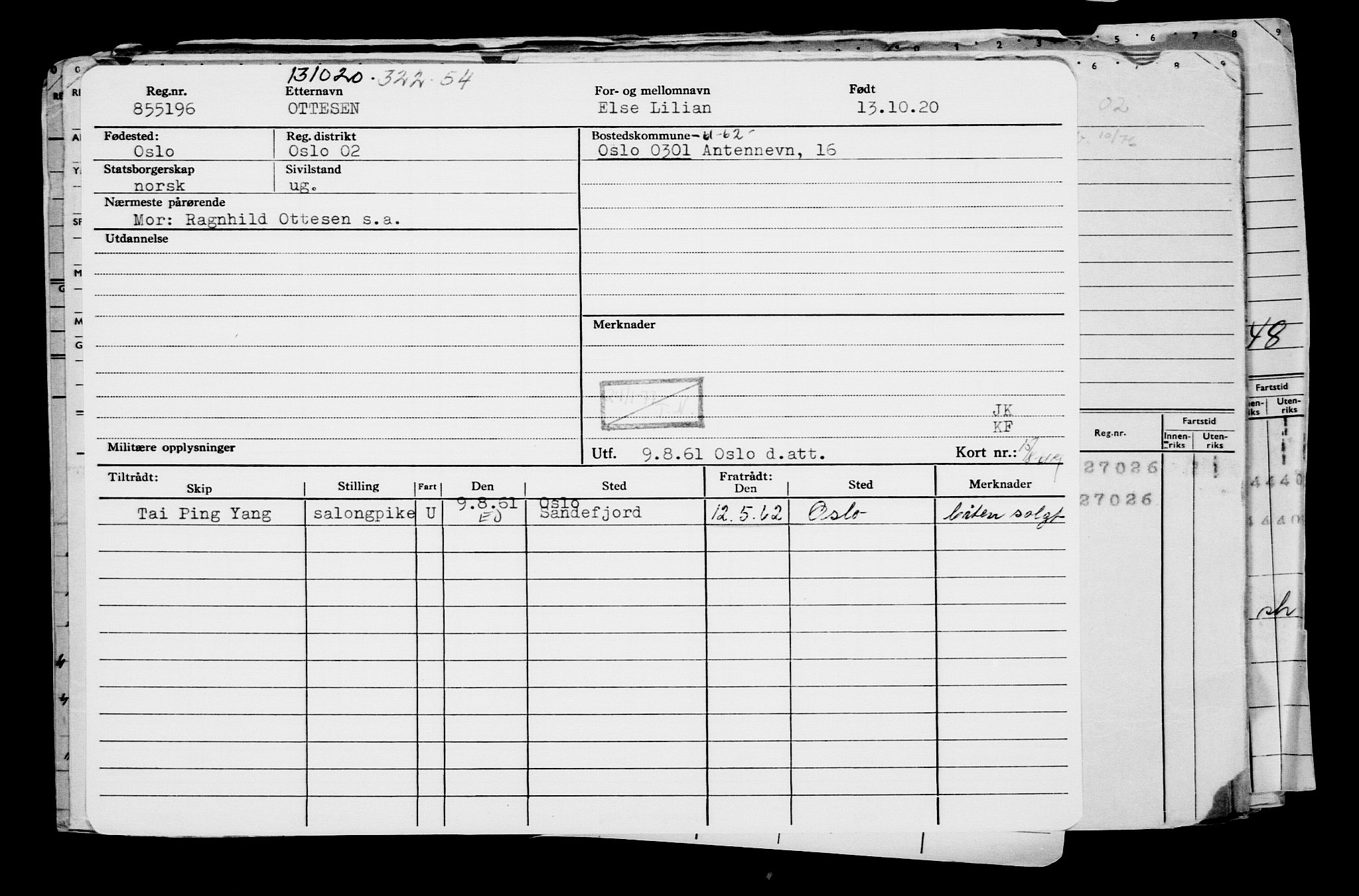 Direktoratet for sjømenn, AV/RA-S-3545/G/Gb/L0186: Hovedkort, 1920, s. 322