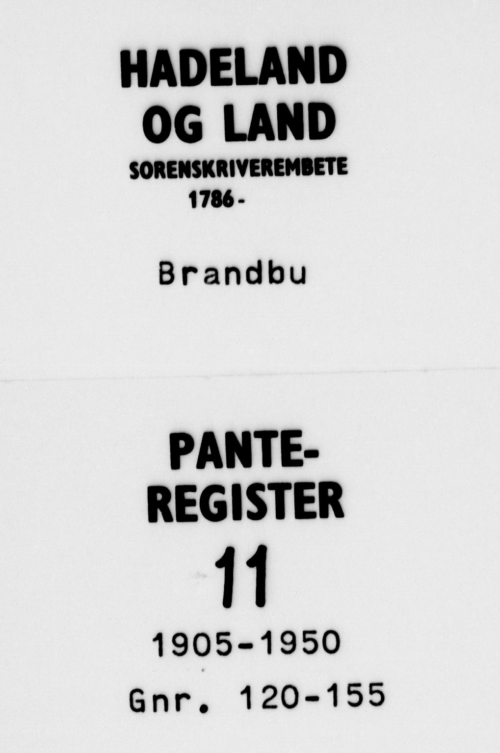 Hadeland og Land tingrett, SAH/TING-010/H/Ha/Hac/L0011: Panteregister nr. 3.11, 1905-1950