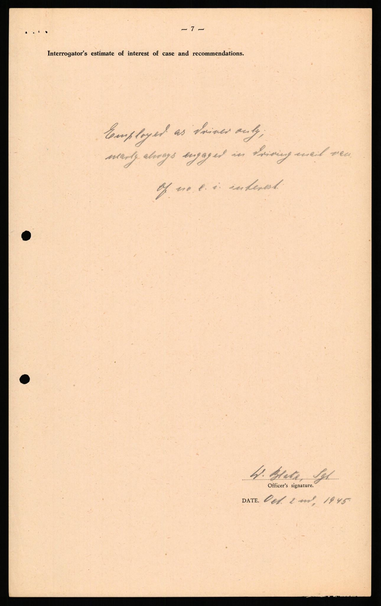 Forsvaret, Forsvarets overkommando II, AV/RA-RAFA-3915/D/Db/L0027: CI Questionaires. Tyske okkupasjonsstyrker i Norge. Tyskere., 1945-1946, s. 356