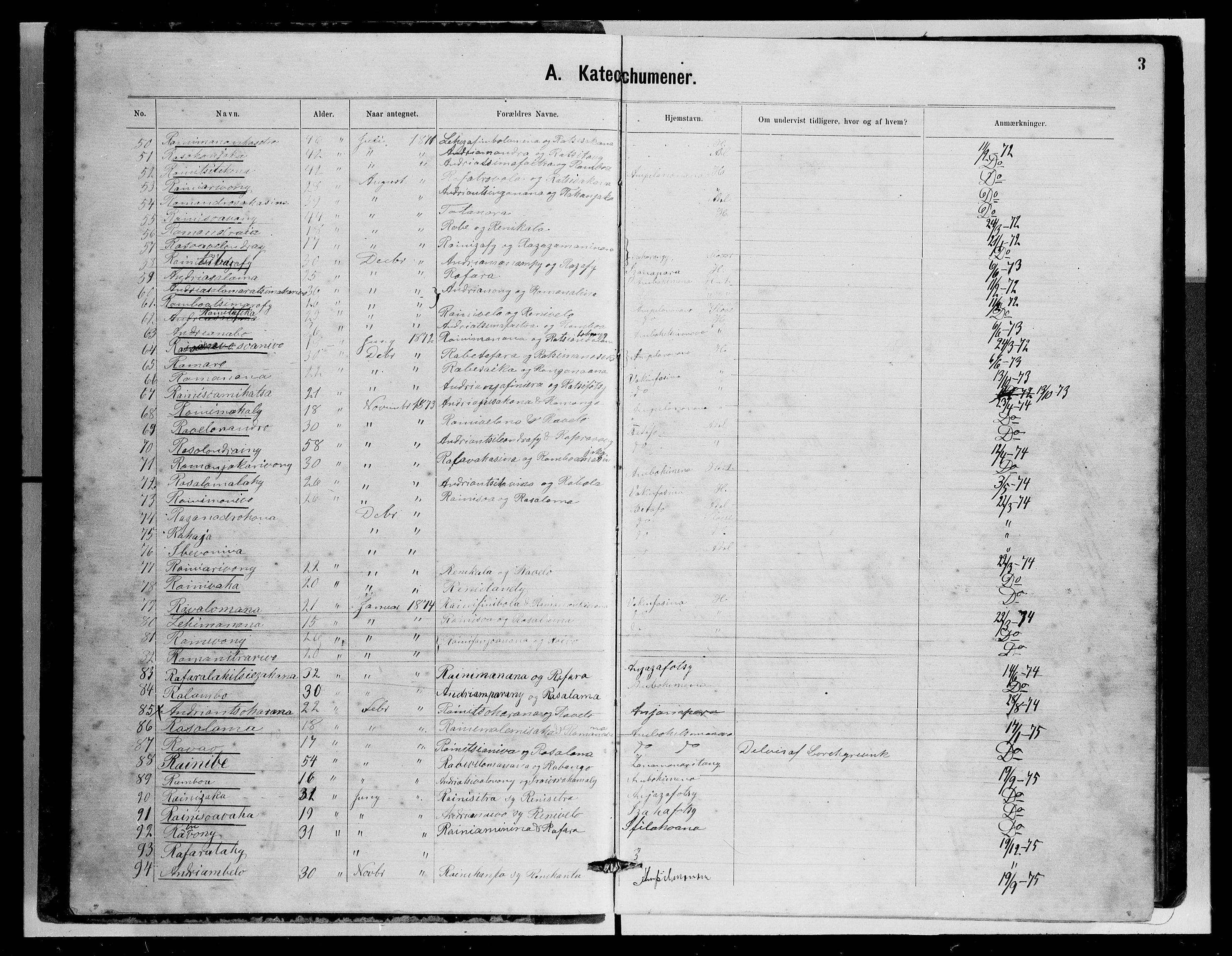 Archives FLM/NMS, Madagaskar, VID/MA-A-1163/D/Db/L0269: Ministerialbok nr. 1, 1867-1884, s. 3