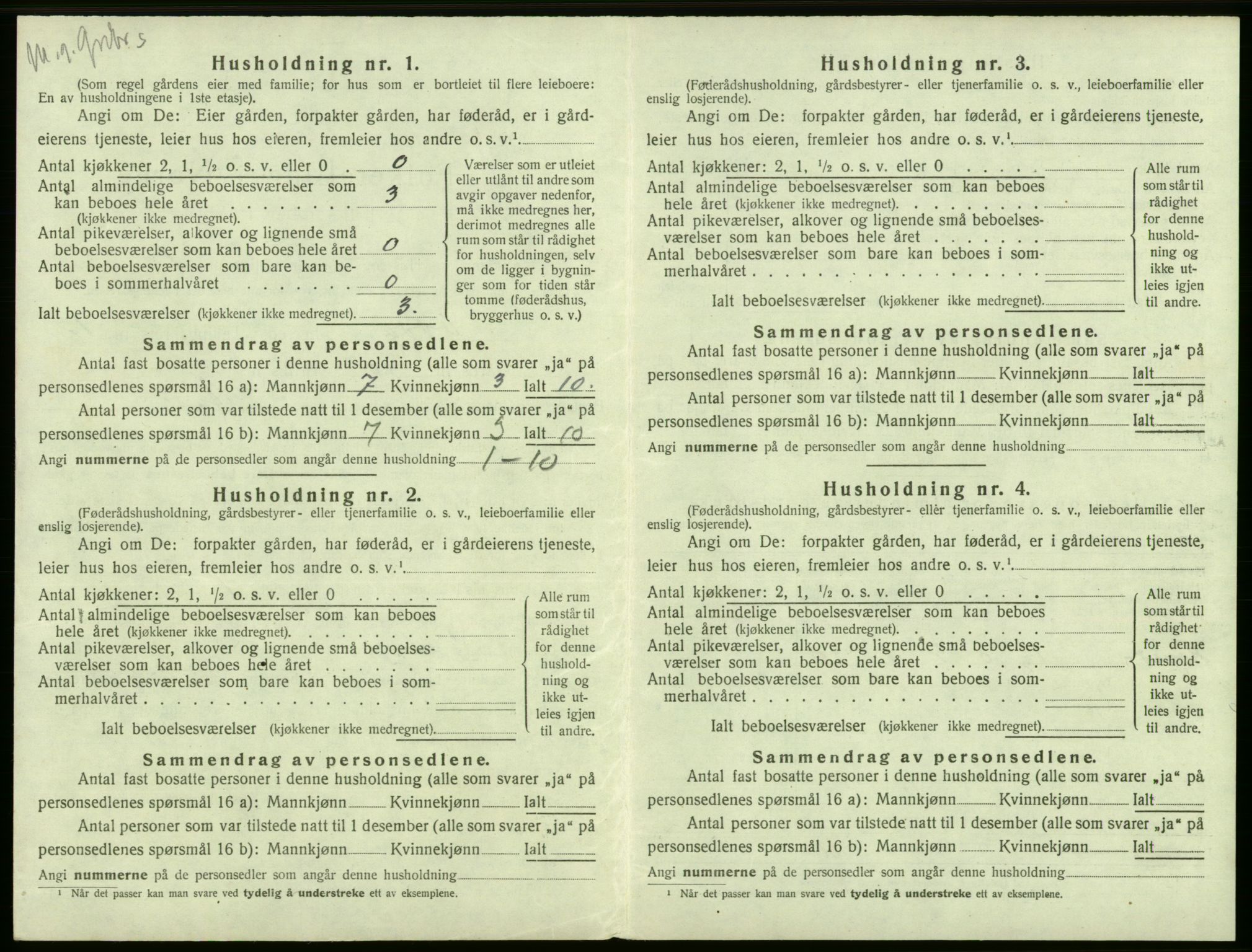 SAB, Folketelling 1920 for 1228 Odda herred, 1920, s. 1105