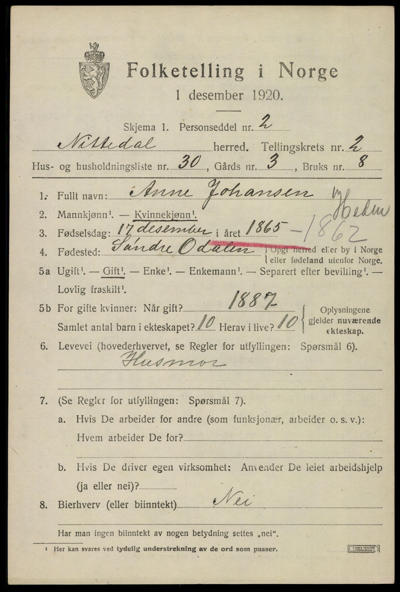 SAO, Folketelling 1920 for 0233 Nittedal herred, 1920, s. 2248