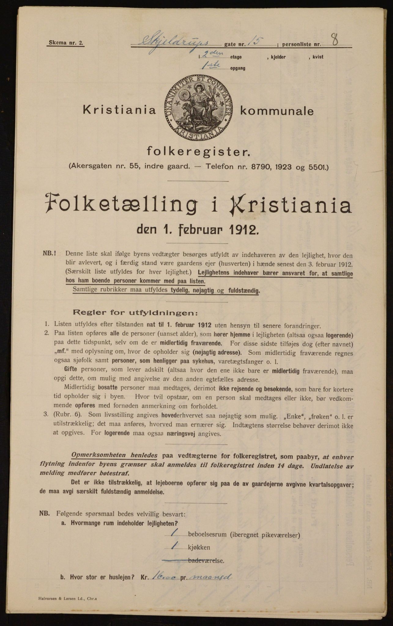 OBA, Kommunal folketelling 1.2.1912 for Kristiania, 1912, s. 96291