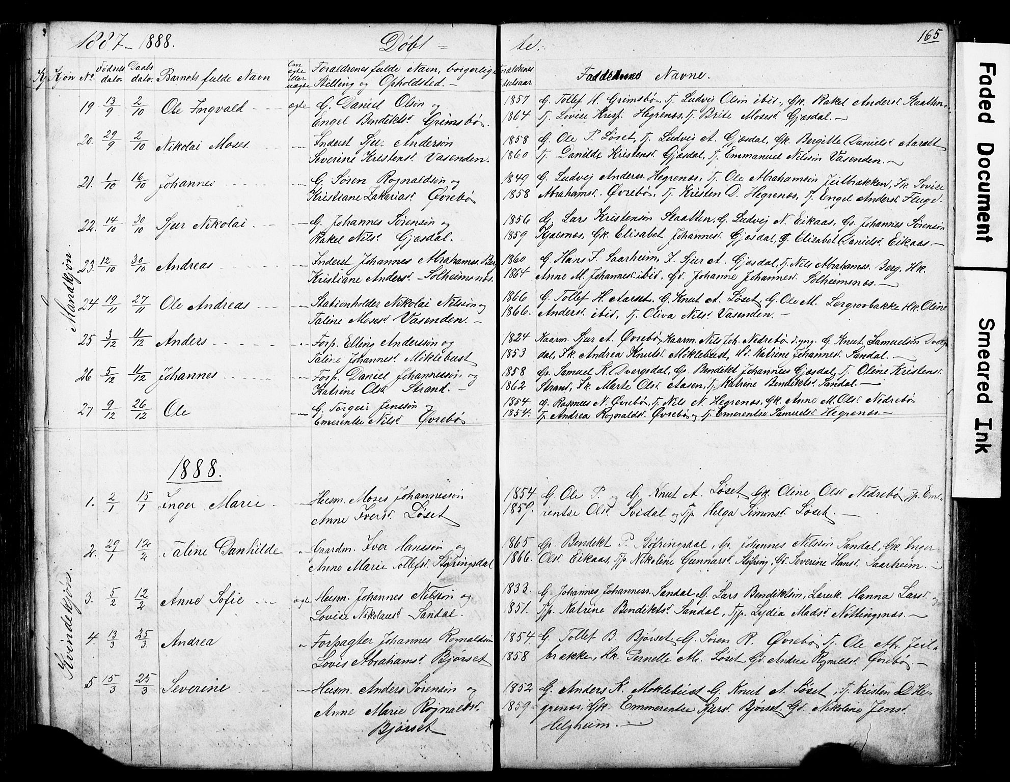 Jølster sokneprestembete, AV/SAB-A-80701/H/Hab/Haba/L0001: Klokkerbok nr. A 1, 1853-1894, s. 165