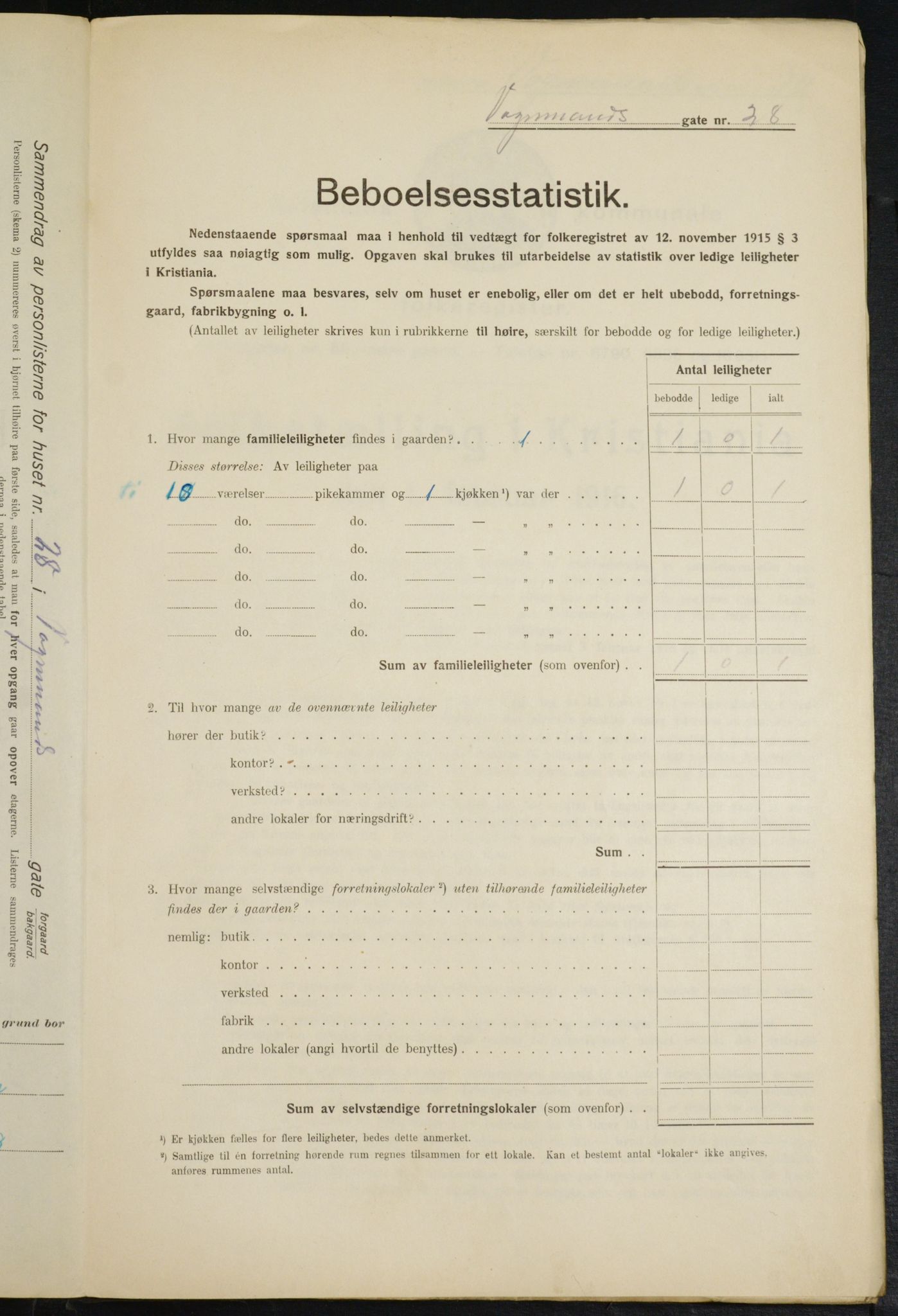 OBA, Kommunal folketelling 1.2.1916 for Kristiania, 1916, s. 127901