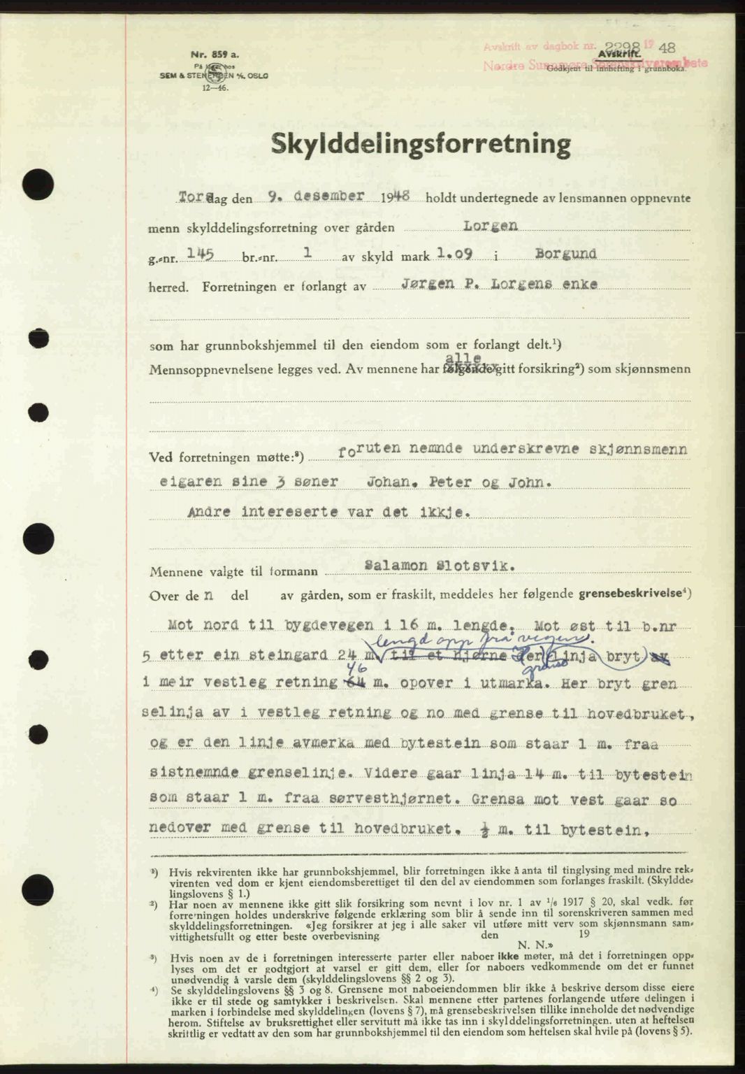 Nordre Sunnmøre sorenskriveri, AV/SAT-A-0006/1/2/2C/2Ca: Pantebok nr. A29, 1948-1949, Dagboknr: 2298/1948