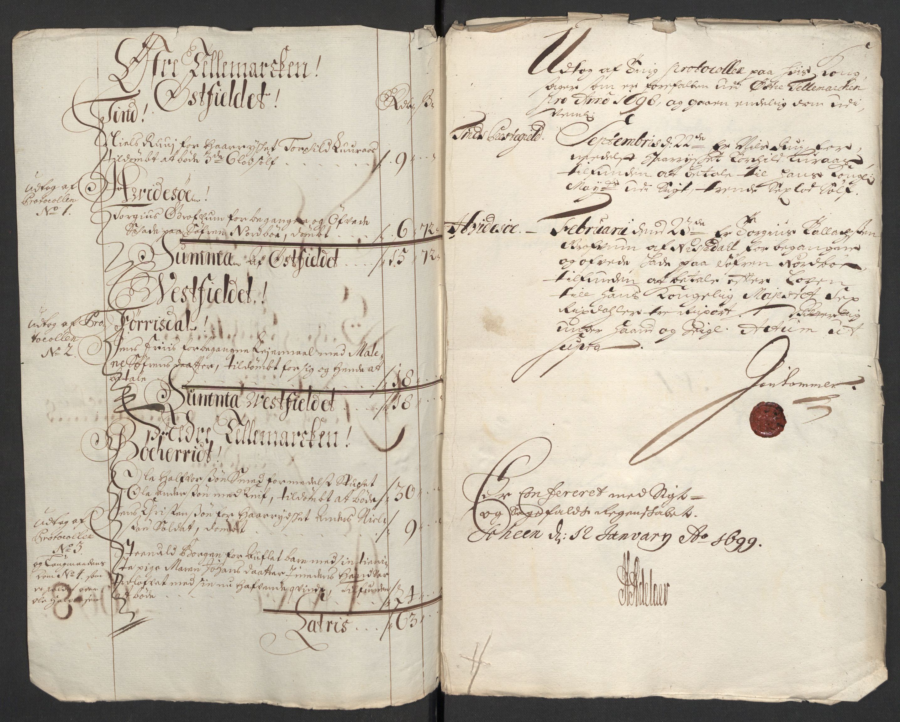 Rentekammeret inntil 1814, Reviderte regnskaper, Fogderegnskap, AV/RA-EA-4092/R36/L2098: Fogderegnskap Øvre og Nedre Telemark og Bamble, 1698, s. 46