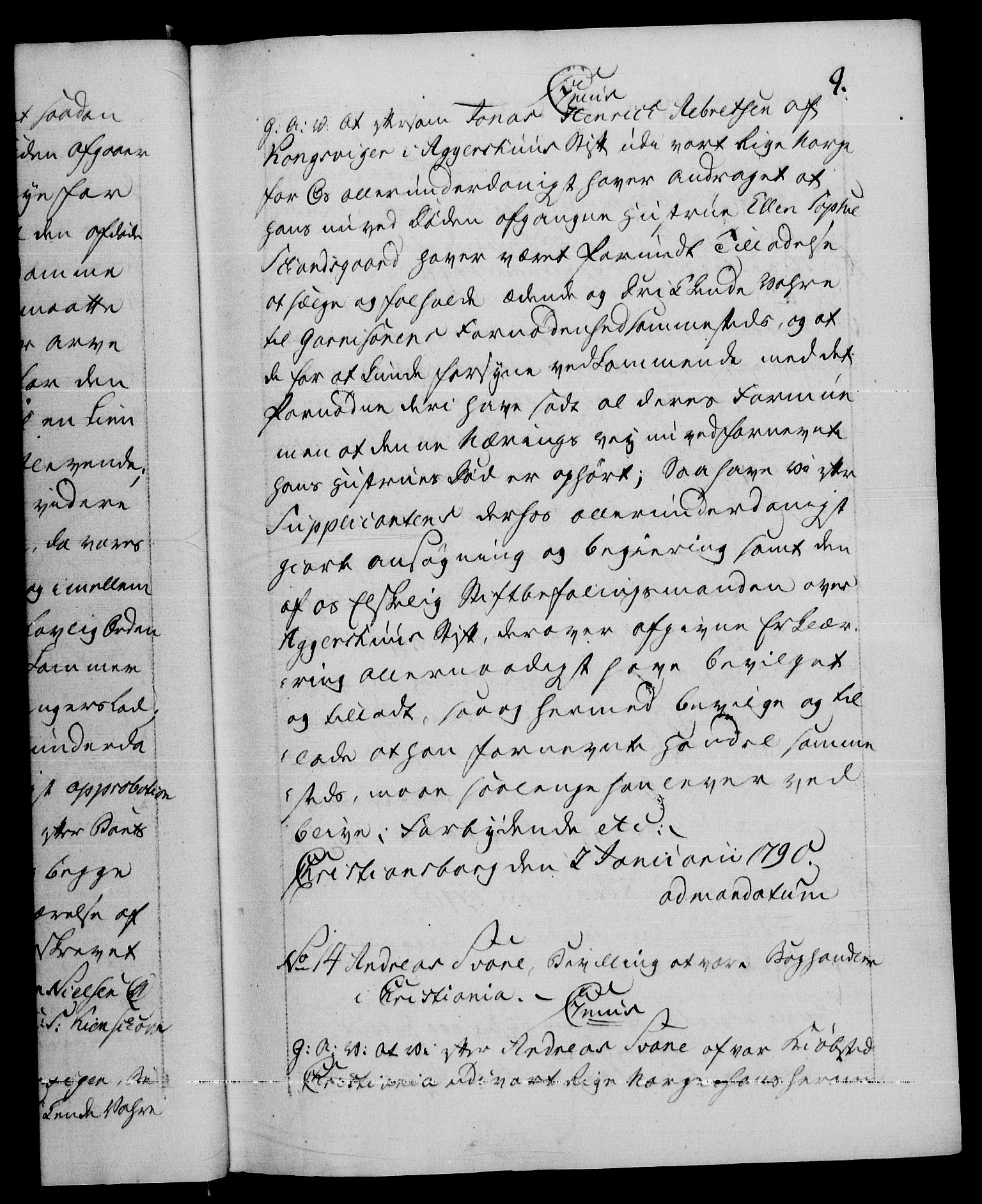 Danske Kanselli 1572-1799, AV/RA-EA-3023/F/Fc/Fca/Fcaa/L0053: Norske registre, 1790-1791, s. 9a