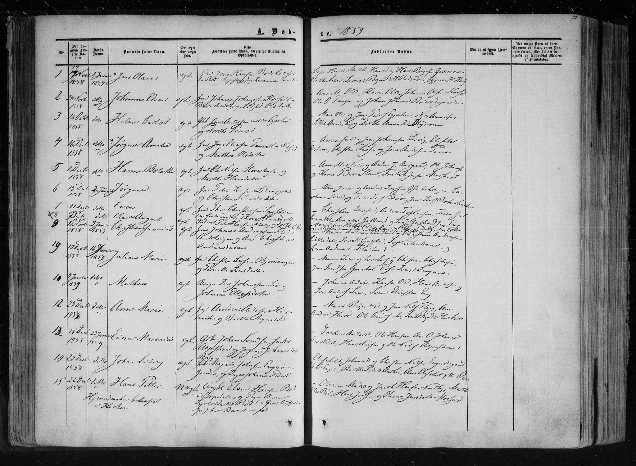 Aremark prestekontor Kirkebøker, AV/SAO-A-10899/F/Fc/L0003: Ministerialbok nr. III 3, 1850-1865, s. 75