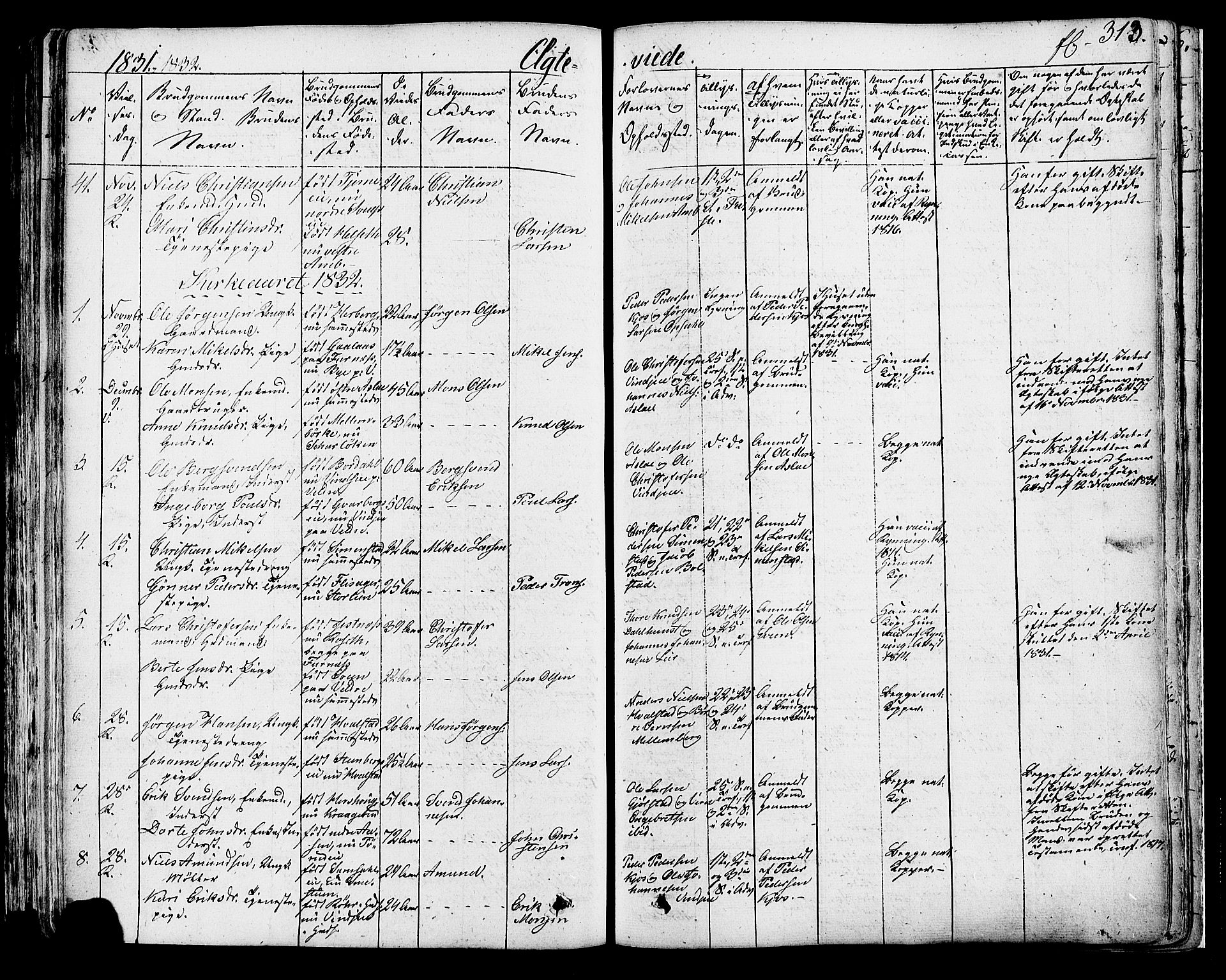 Ringsaker prestekontor, AV/SAH-PREST-014/K/Ka/L0007: Ministerialbok nr. 7A, 1826-1837, s. 313