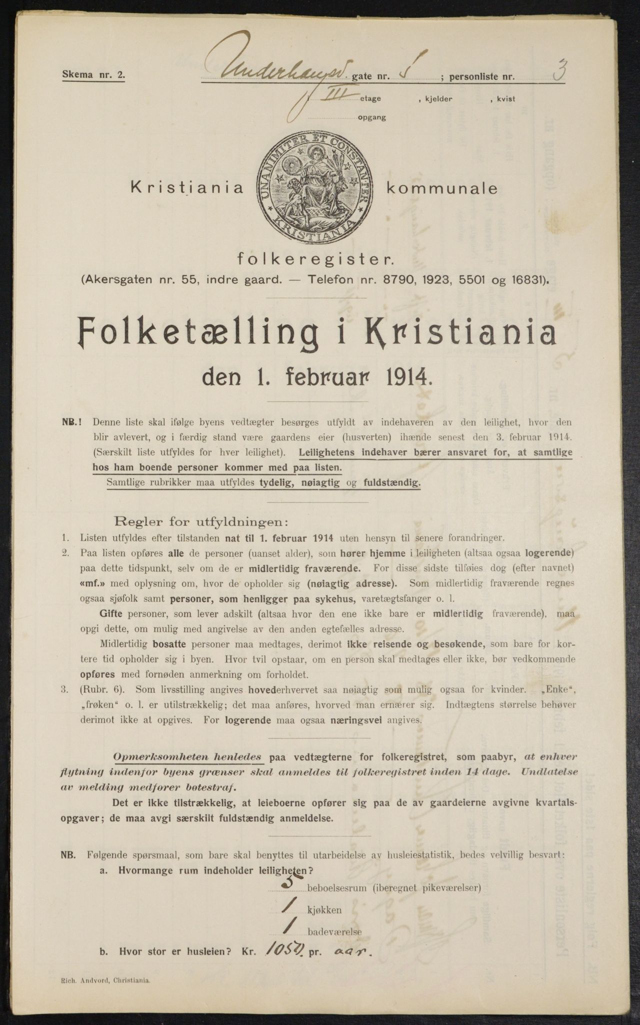 OBA, Kommunal folketelling 1.2.1914 for Kristiania, 1914, s. 120840