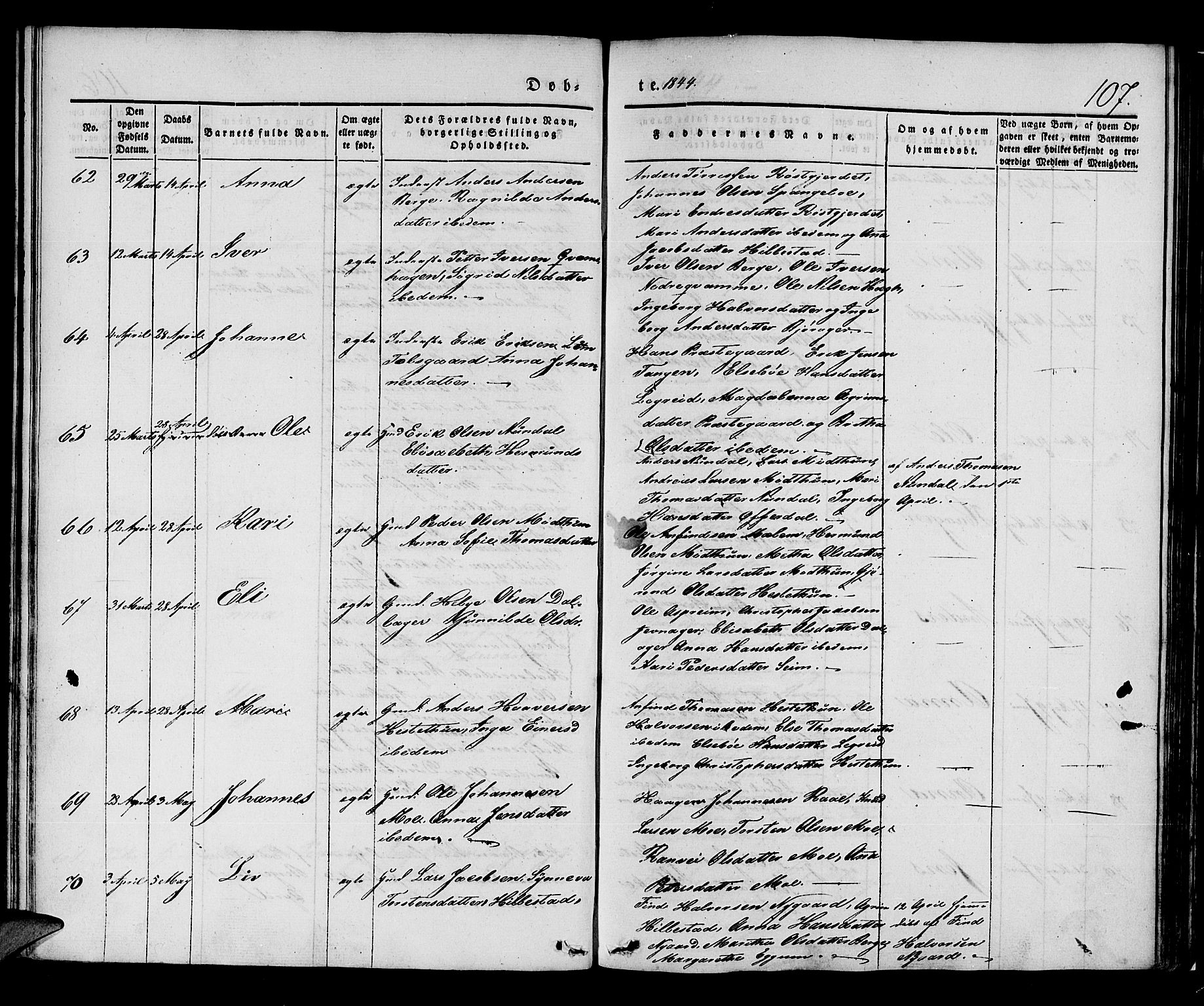Lærdal sokneprestembete, AV/SAB-A-81201: Ministerialbok nr. A 6, 1835-1849, s. 107