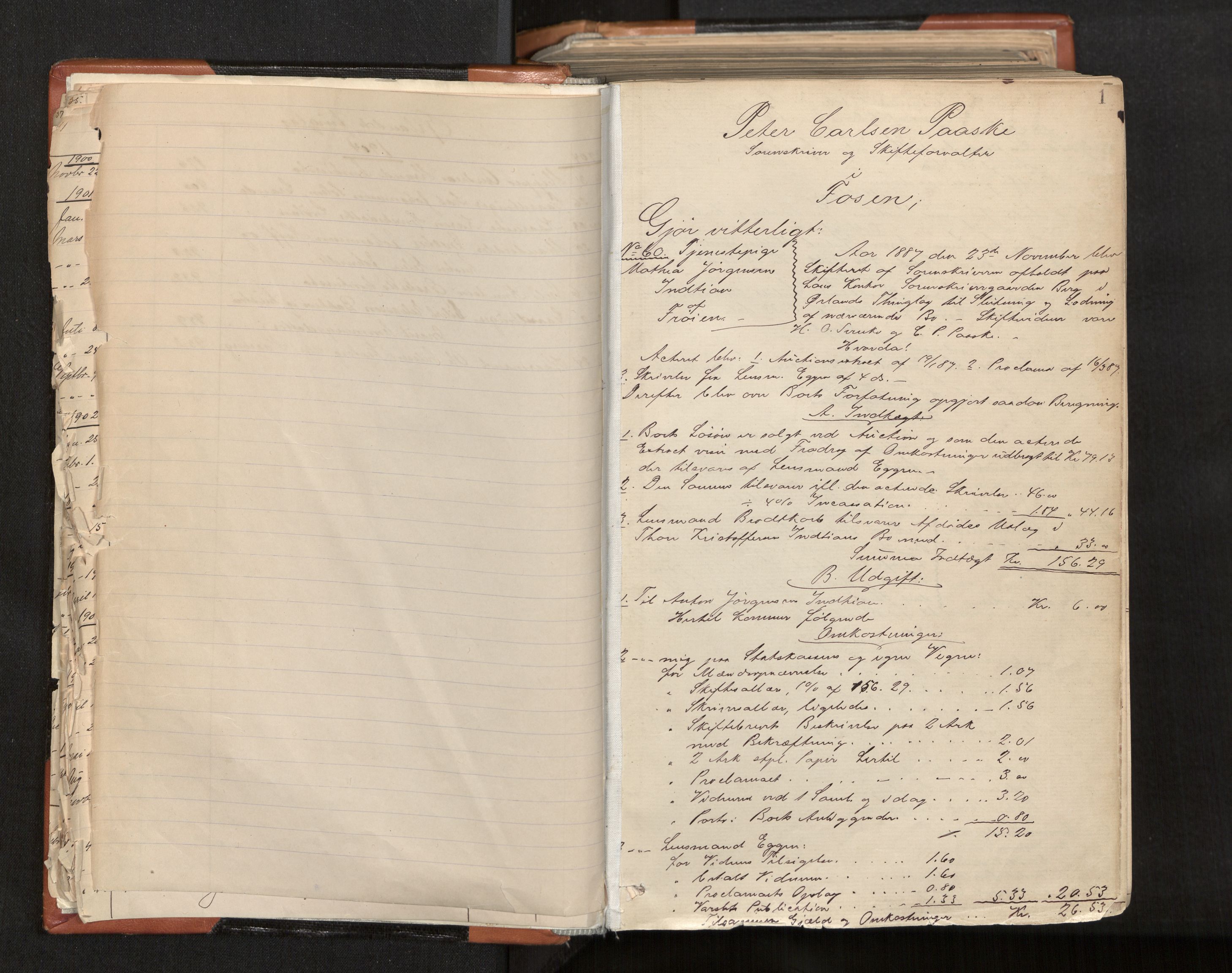 Fosen sorenskriveri, AV/SAT-A-1107/1/3/3A/L0028: Skifteutlodningsprotokoll nr. 7, 1887-1904, s. 1
