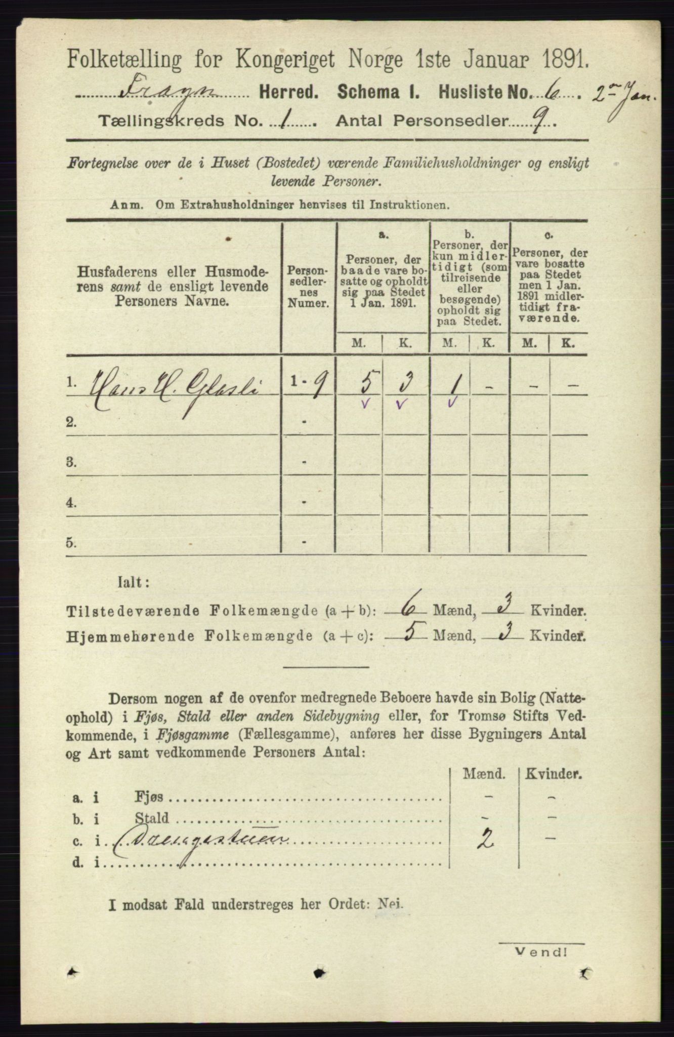 RA, Folketelling 1891 for 0215 Frogn herred, 1891, s. 21