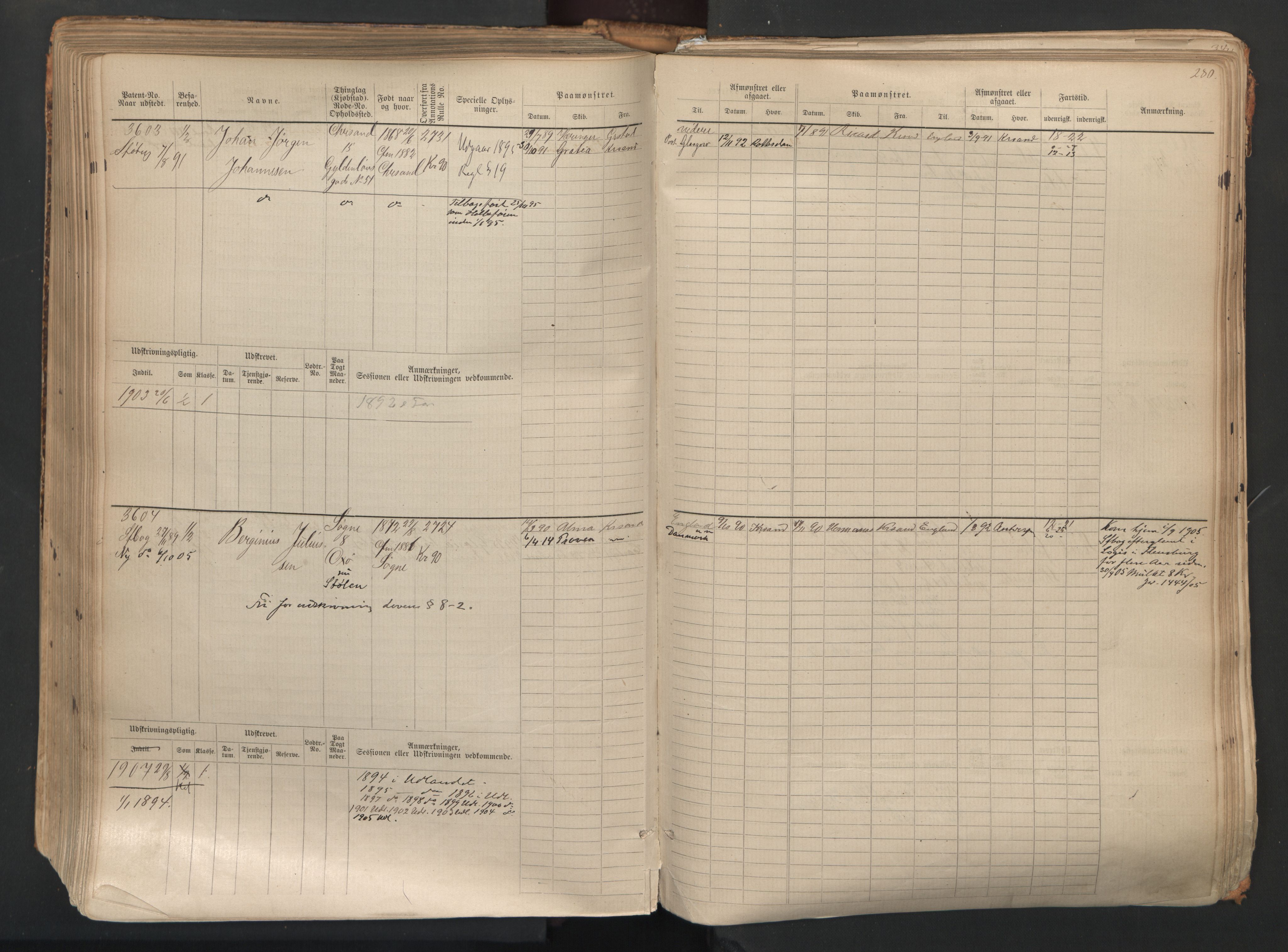 Kristiansand mønstringskrets, AV/SAK-2031-0015/F/Fb/L0007: Hovedrulle nr 3049-3810, I-14, 1883-1940, s. 286