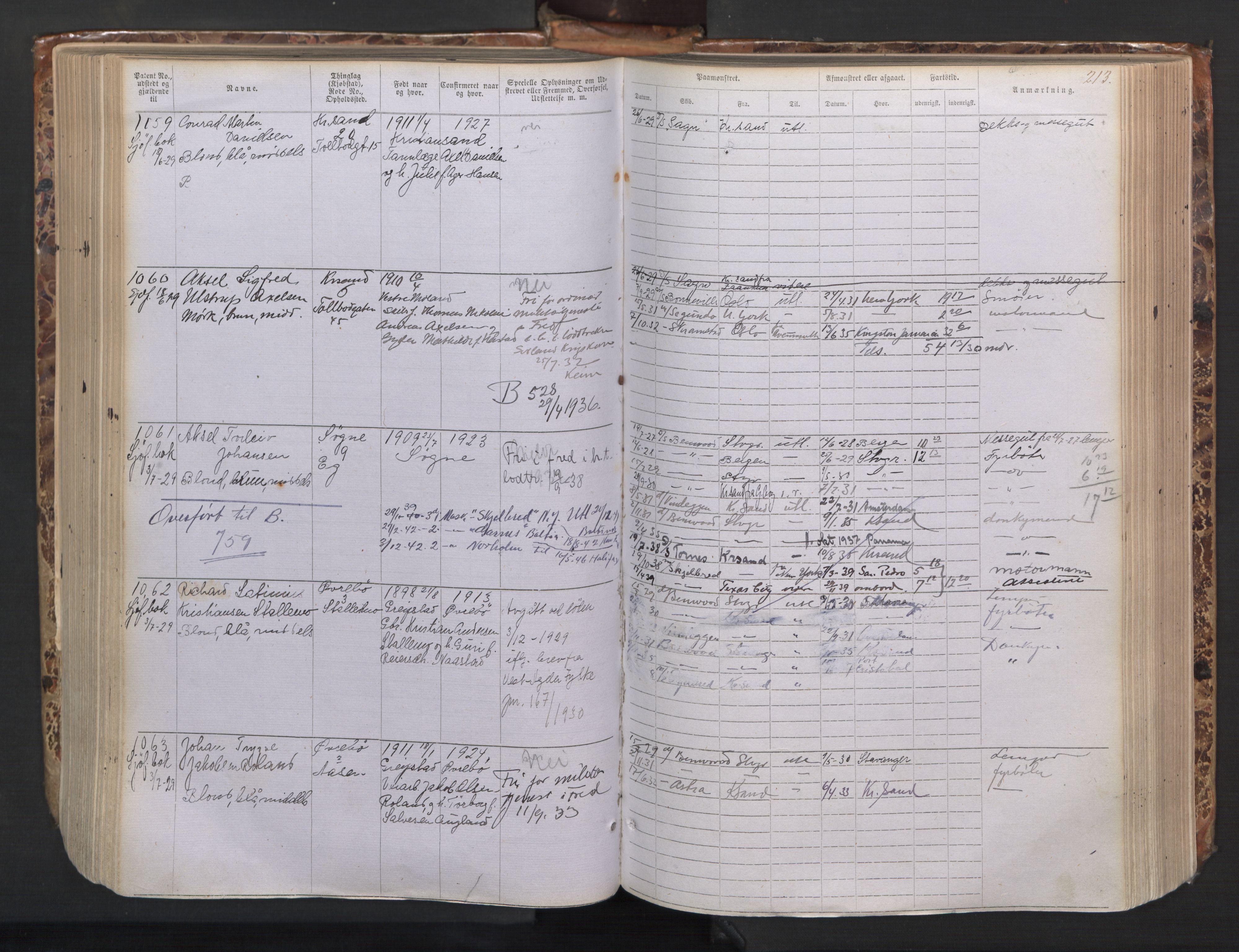 Kristiansand mønstringskrets, AV/SAK-2031-0015/F/Fa/L0008: Annotasjonsrulle nr 1-1330 med register, I-6, 1915-1948, s. 239