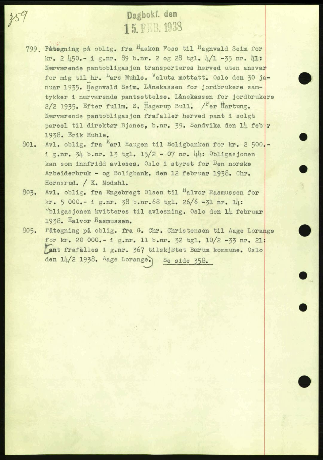 Aker herredsskriveri, AV/SAO-A-10896/G/Gb/Gbb/Gbbc/L0003: Pantebok nr. B56-57, 1937-1938, Dagboknr: 799/1938