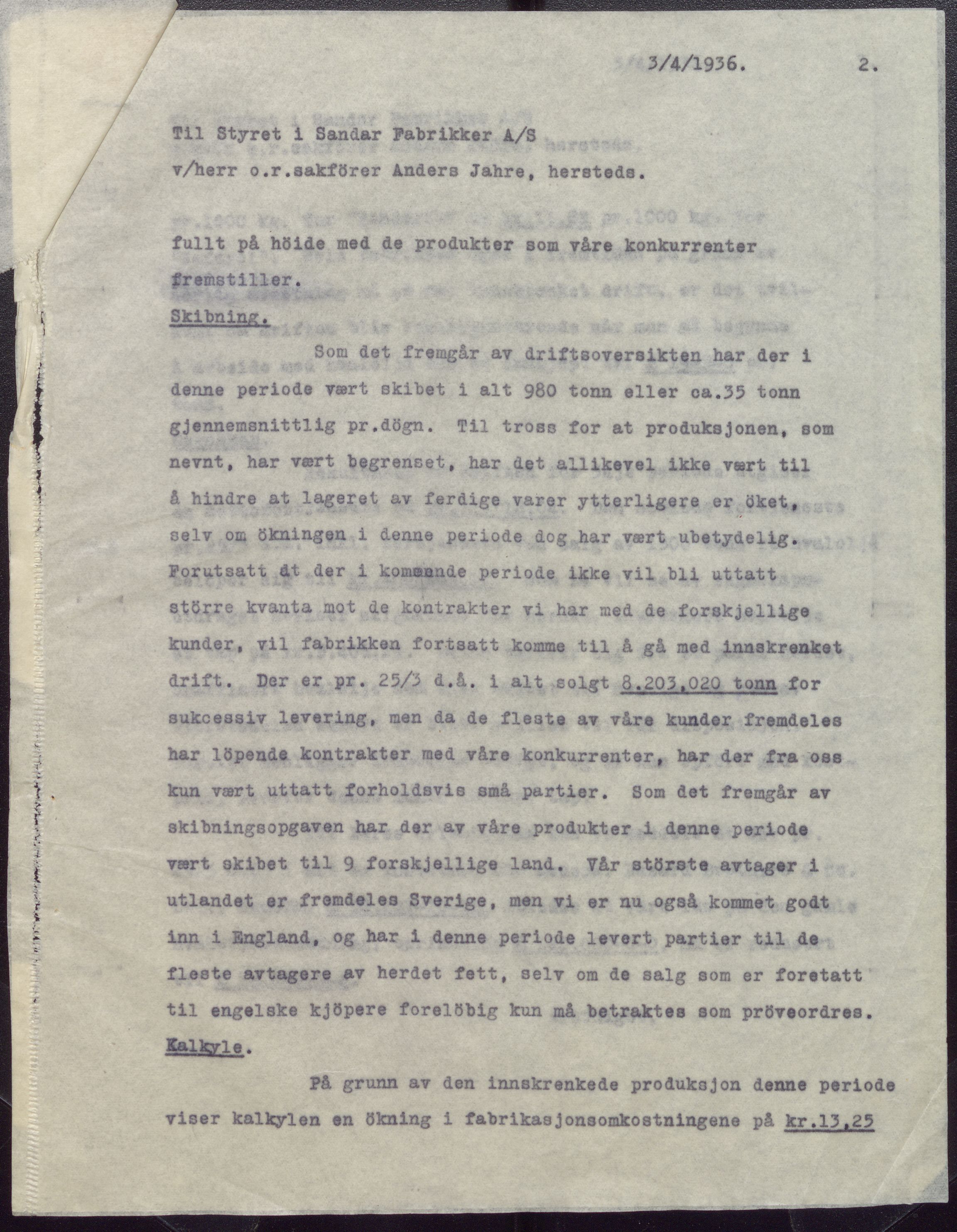 Jahres Fabrikker, VEMU/ARS-A-1255/R/Ra/Raa/L0001: Driftsregnskap og styrerapporter, 1936-1941