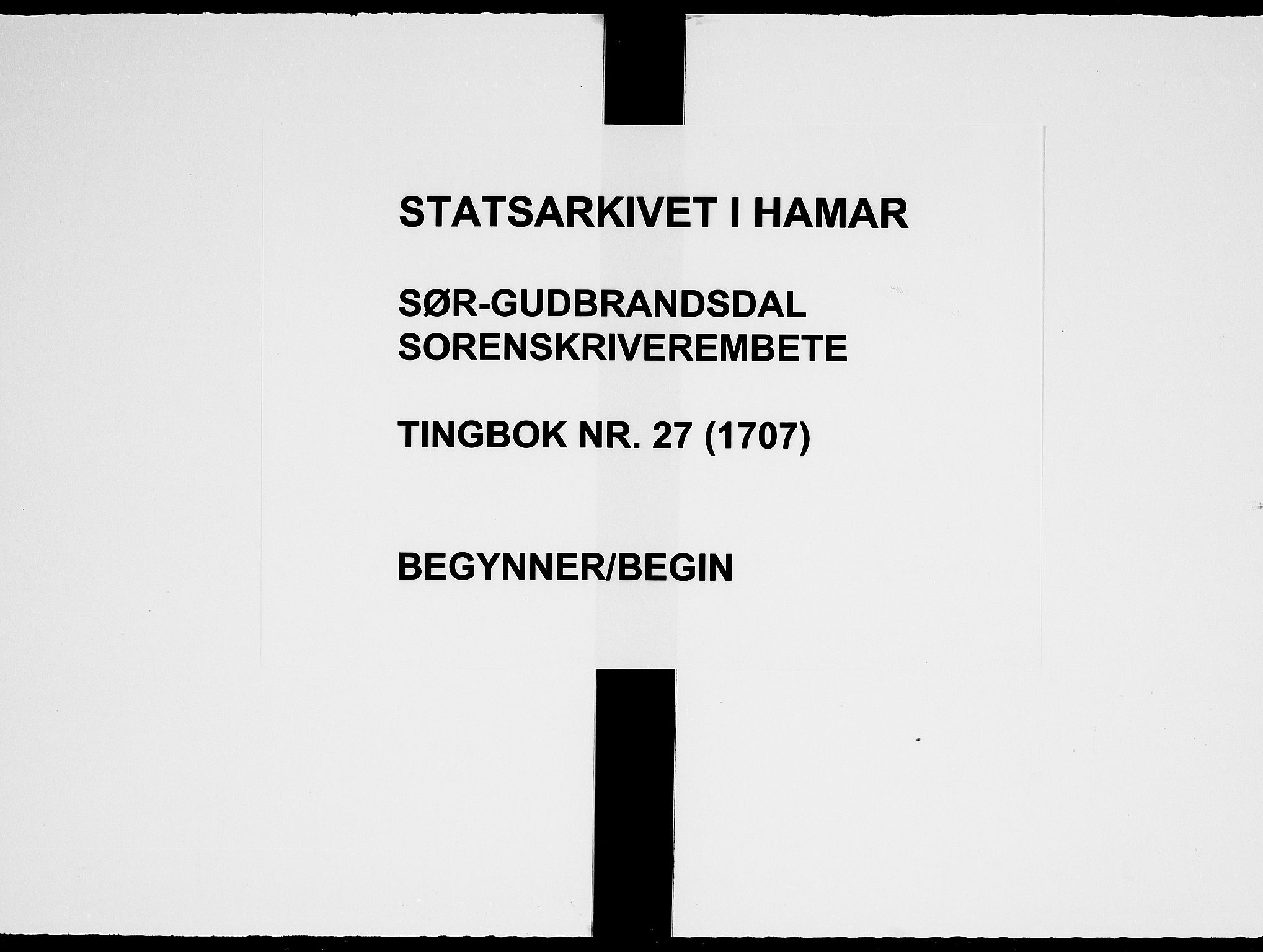 Sorenskriverier i Gudbrandsdalen, SAH/TING-036/G/Gb/Gbb/L0027: Tingbok - Sør-Gudbrandsdal, 1707