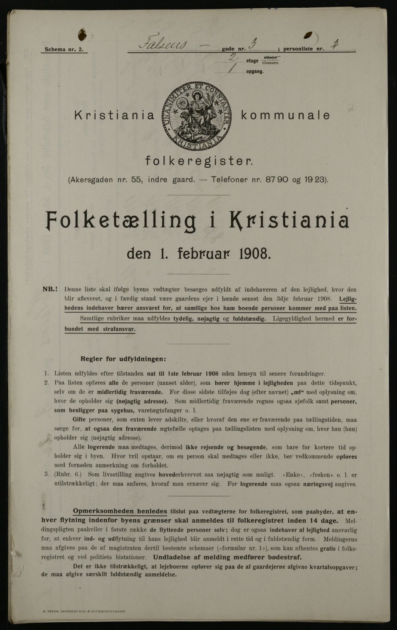 OBA, Kommunal folketelling 1.2.1908 for Kristiania kjøpstad, 1908, s. 21161